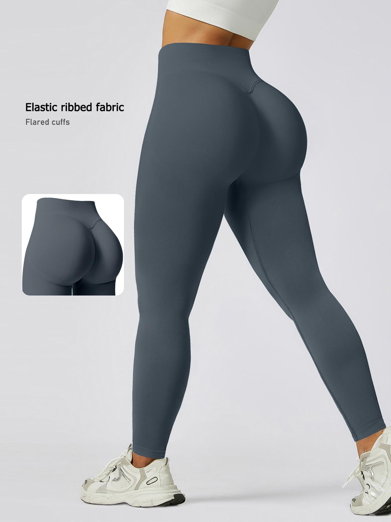 Women's Seamless High-Waisted Sporty Leggings, Tight-Fitting Knit Fabric, Butt-Lifting Yoga Pants for All Seasons