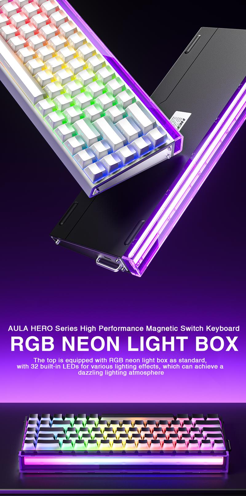 [New]Aula Hero 68 Wired Magnetic Switch Gaming Keyboard, 65% layout,RT 0.01, Extreme Response, RGB Backlit,Wired Connection, Web Driver, 8K Returns,E-Sport Gaming Accessories PC Accessories  keyboards for gaming