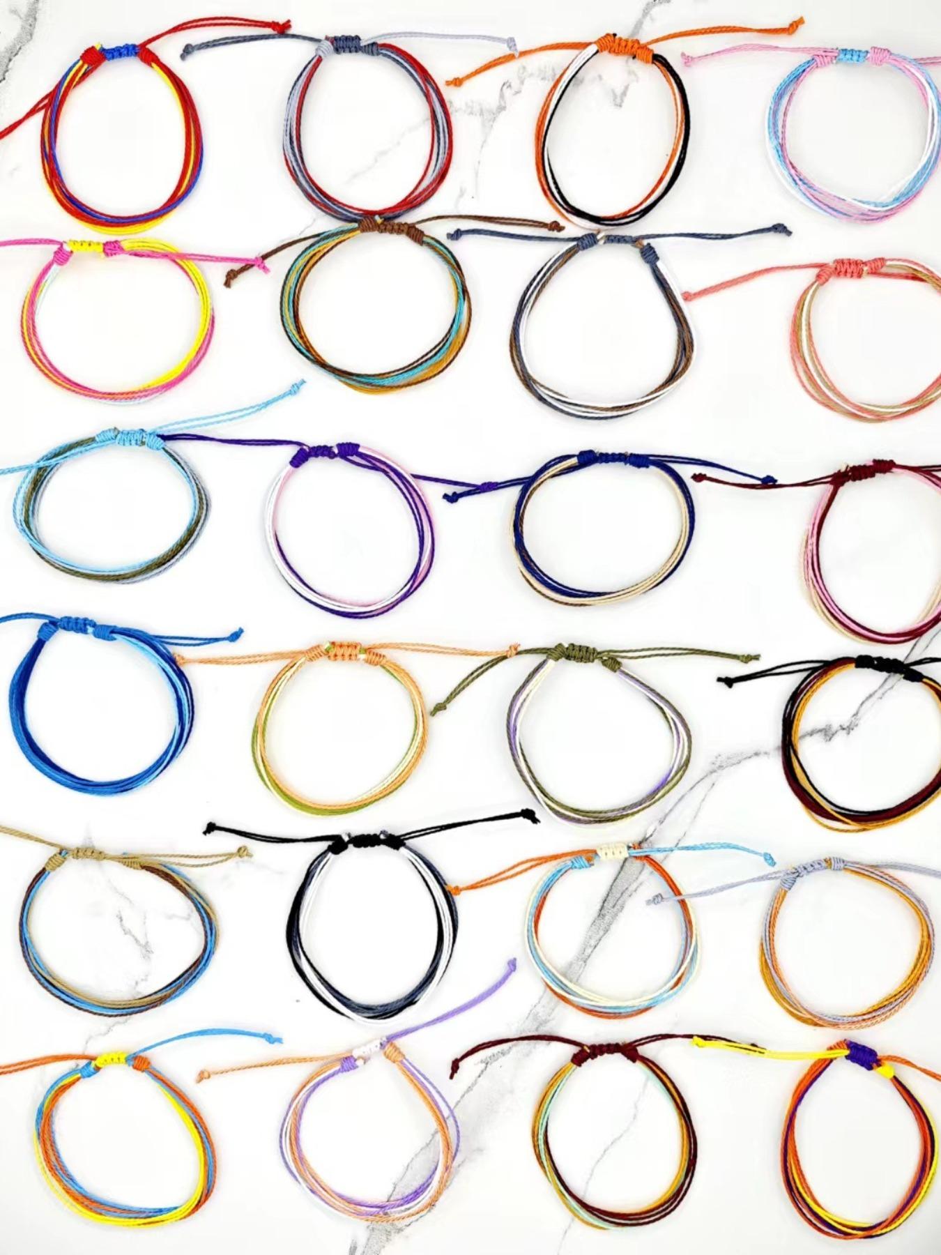 Handmade Assorted Color Braided String Bracelets, Multi-Hue Daily Wear Stackable Wristbands, Perfect Party/favor Gift Set