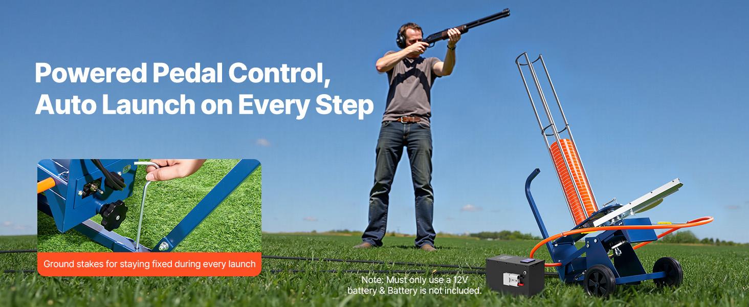 VEVOR Clay Target Thrower, 75-80 Clays Pigeon Thrower, 55+ Yards Automatic Skeet and Trap Launcher on Wheels - with Adjustable Angle, Foot Pedal Pull Handle for Clays Throwing, Shooting Sports VEVOR Clay Target Thrower, 75-80 Clays Pigeon Thrower, 55+ Yards Automatic Skeet and Trap Launcher on Wheels - with Adjustable Angle, Foot Pedal Pull Handle for Clays Throwing, Shooting Sports