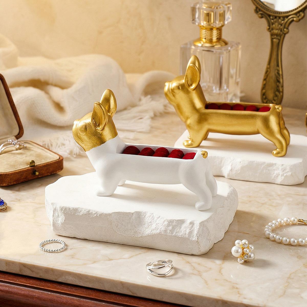 Creative Dog-Shaped Jewelry Display Stand, Resin Material Home Decor, Ideal for Rings, Necklaces, Bracelets, Earrings, Photography Props