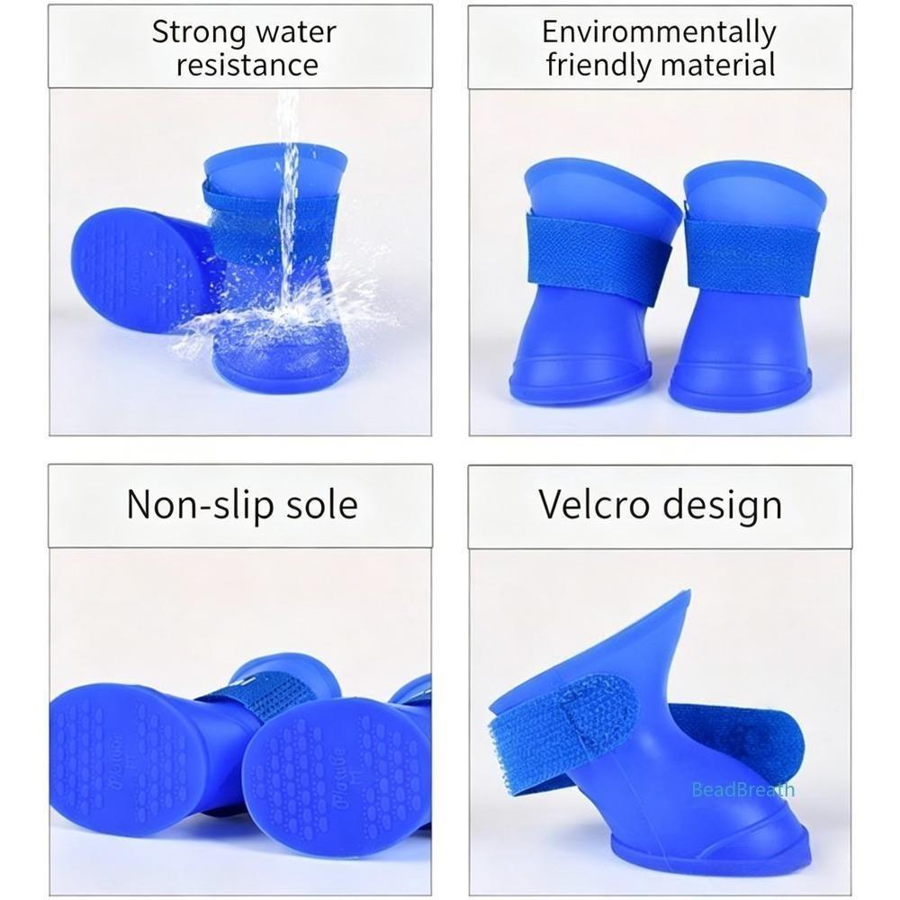 Soft Silicone Dog Rain Boots, Anti-slip Dirt-proof Pet Shoes All Season Footwear for Large Breeds
