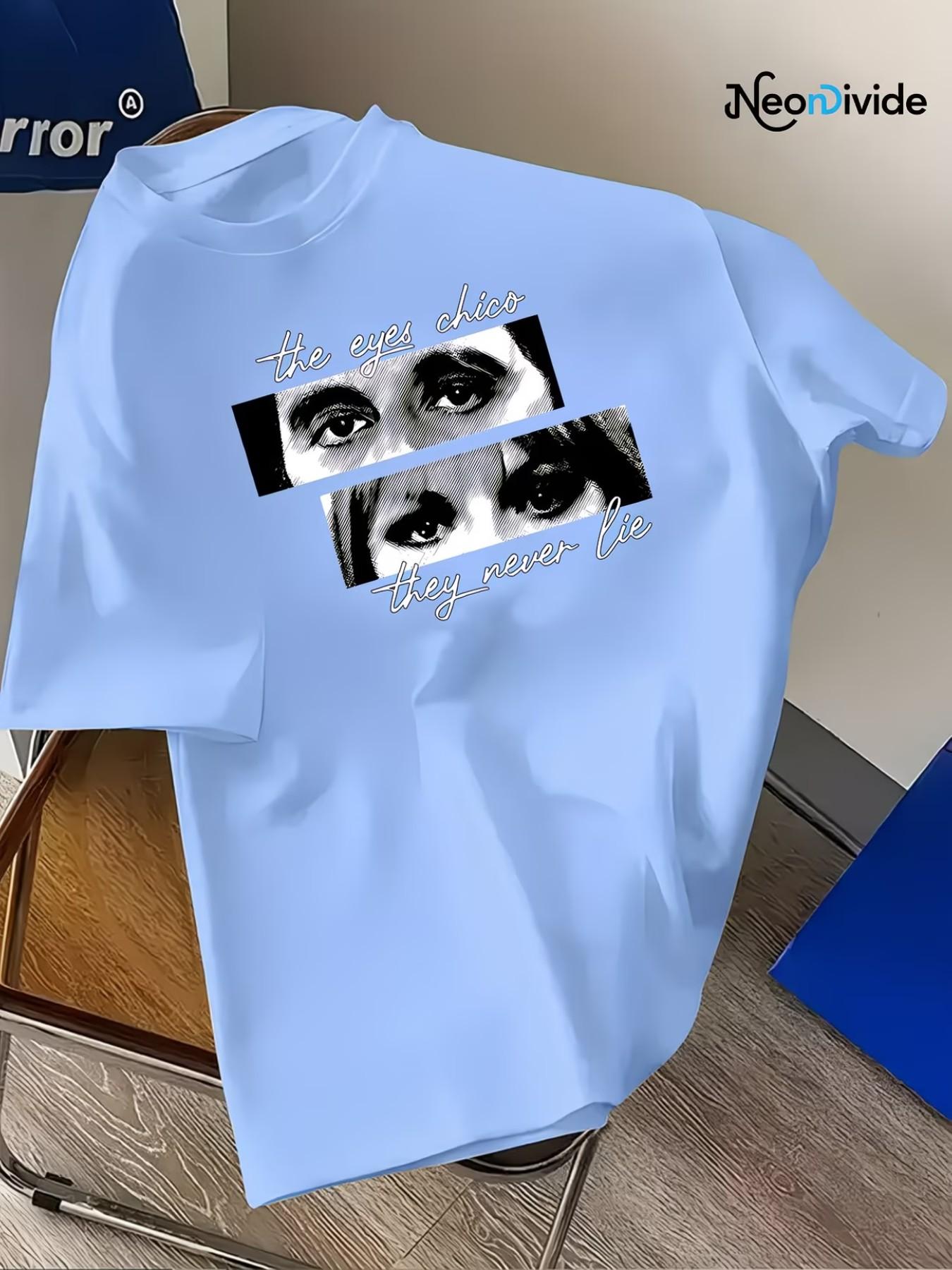 Men's Eye Pattern T-Shirt, High-Quality Fitted Long Sleeve Top, Artistic Print, Easy Care Clothing