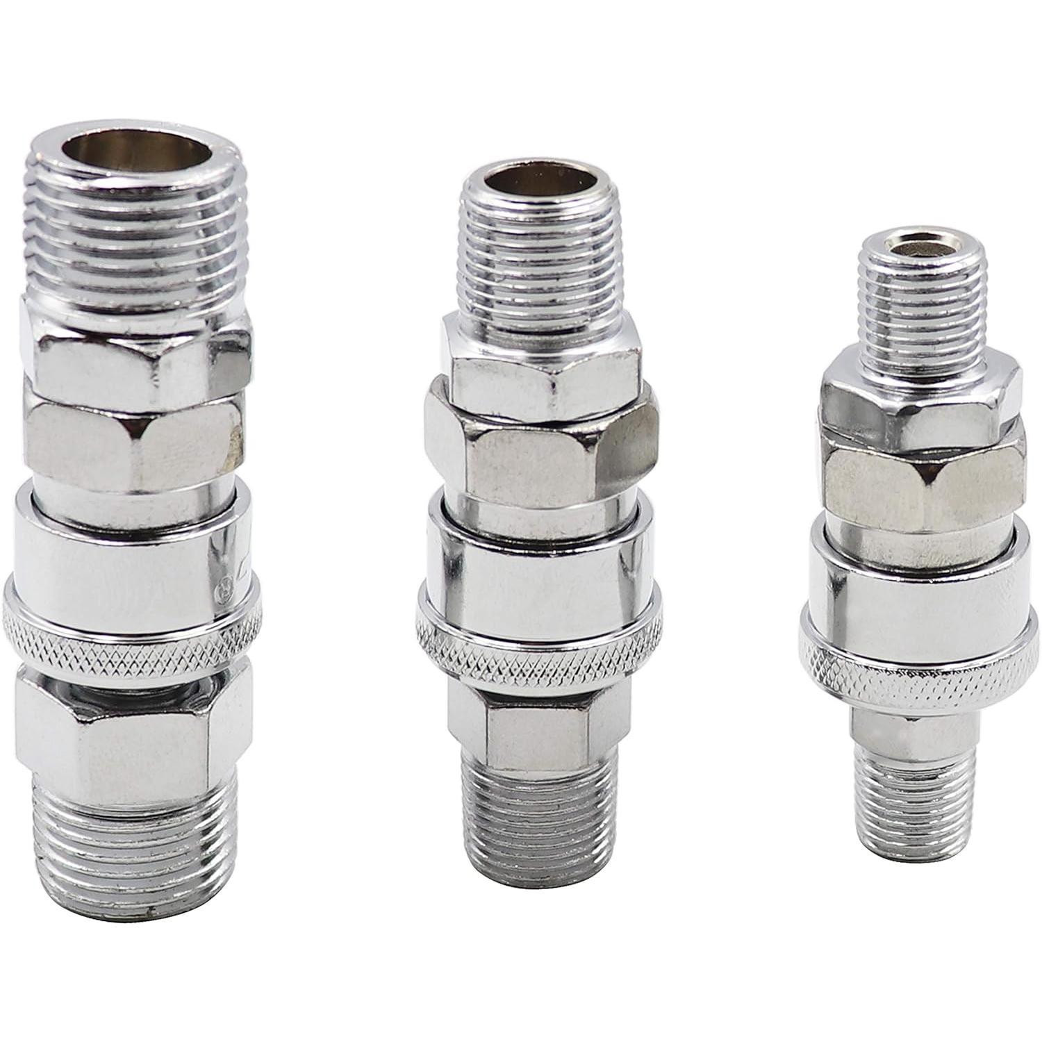 Air Coupler and Plug Kit, Industrial Type C Air Hose Fittings, Compressor Pneumatic Connector, SM20/30/40 + PM20/30/40 Quick-Connect Accessories Kit, Pack of 6
