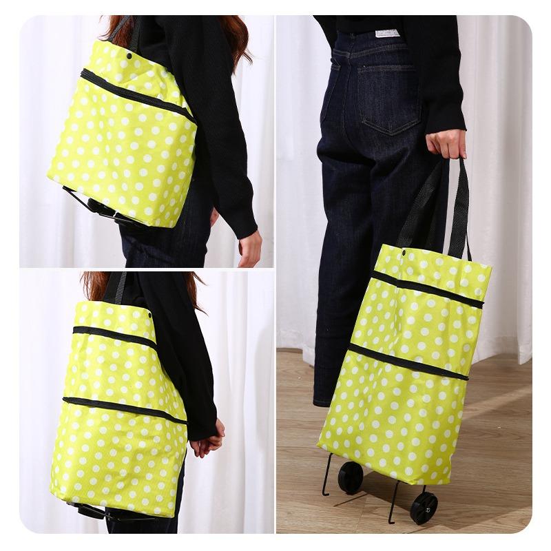 Dual-Use Shopping Bag, Convertible Rolling Cart, Foldable Grocery Carrier, Hands-Free Shopping Tool, Multifunctional Portable Trolley