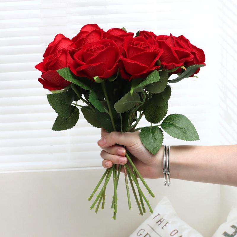 Artificial Rose Flower, 12pcs Creative Diy Spring Romantic Decorative Flower for Wedding Centerpieces Bouquet Artificial Roses Bouquet Home Decoration, Home Decor Ornaments, Spring Refresh Decor, Home Decor, Room Decor