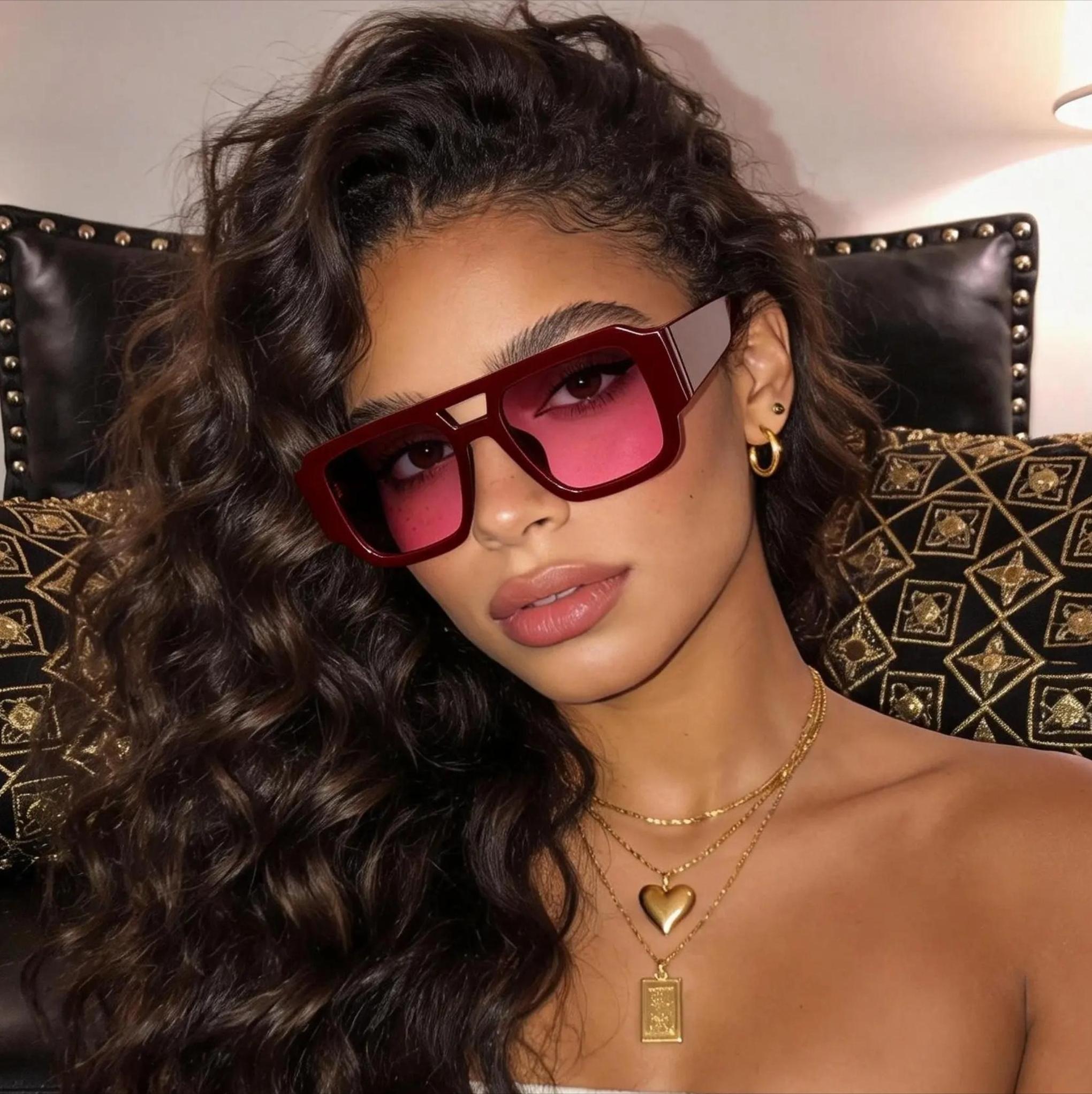 Womens 70s Retro Sunglasses, Square Aviator Style with Double Bridge, Lightweight TR90 Nylon Frame, UV400 Protection, Sunglasses For Women, Womens Sunglasses, Women's Fashion, Natural