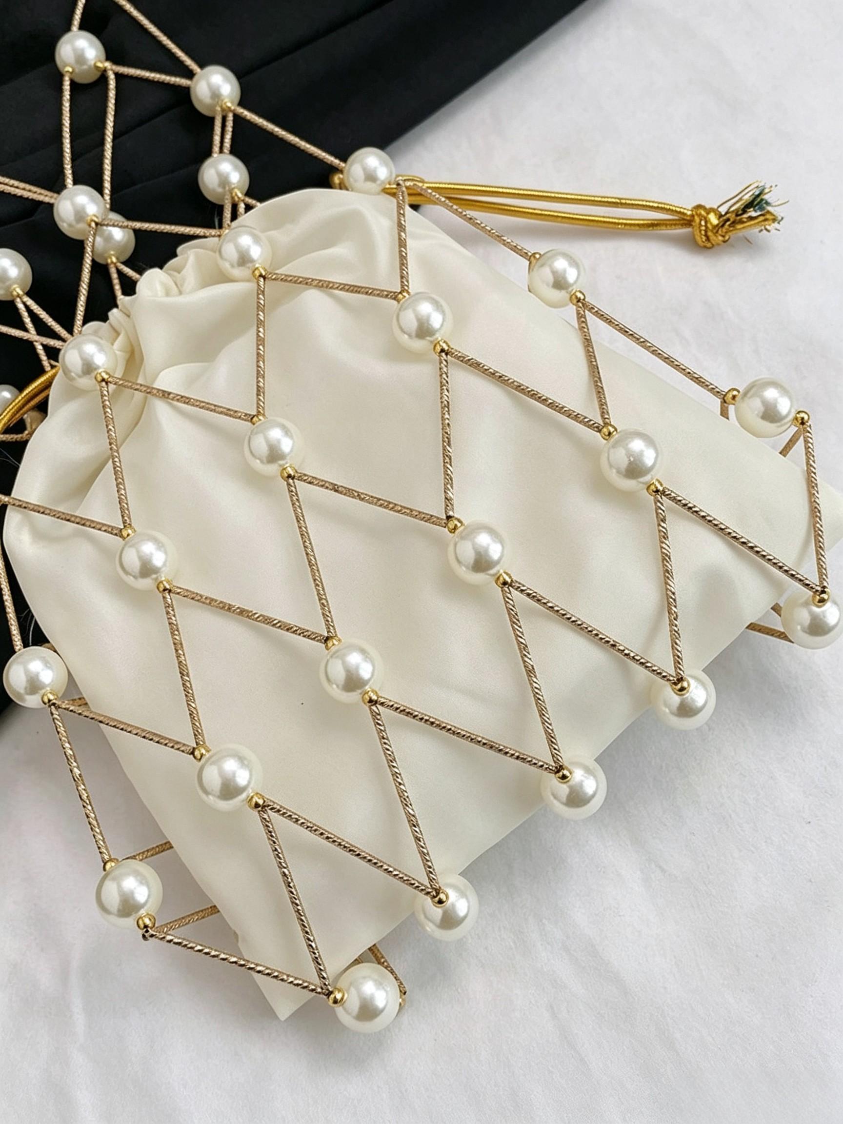 Pearly Net Pouch Bag for Mobile Phones, Unique Luxury Design, Soft Style Women's Essential Bag, Perfect for Parties and Dates, Christmas Atmosphere Enhancer, Fashionable Unique Bags