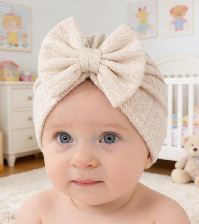 Super Soft Solid Color Bow Baby Beanie, Warm & Breathable Newborn Hat, Cute Stretch Fit for All Seasons, Best