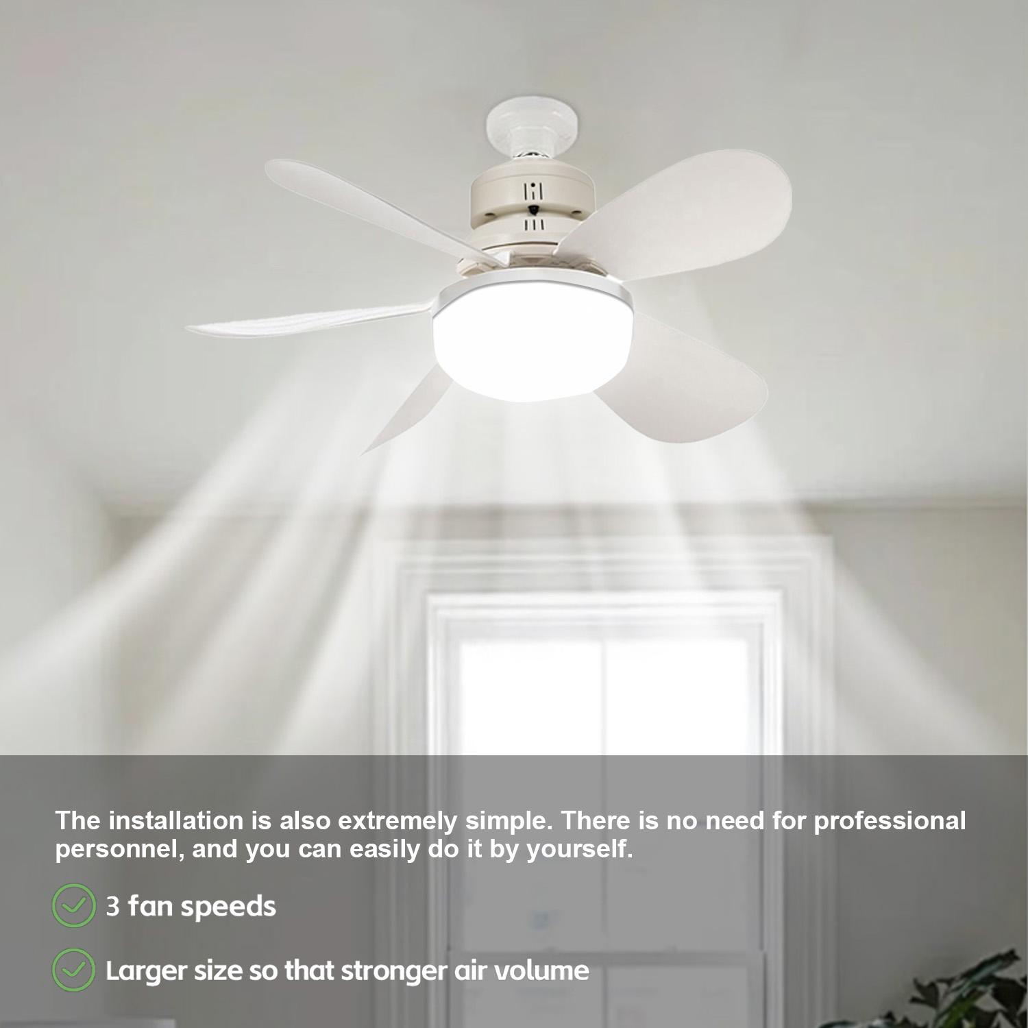 20.5 Inch Remote Control Ceiling Led Light Fan with Extension Pole, Tool-Free Installation, Energy-Saving Nightlight, Timer, Bedroom/living Room/kitchen