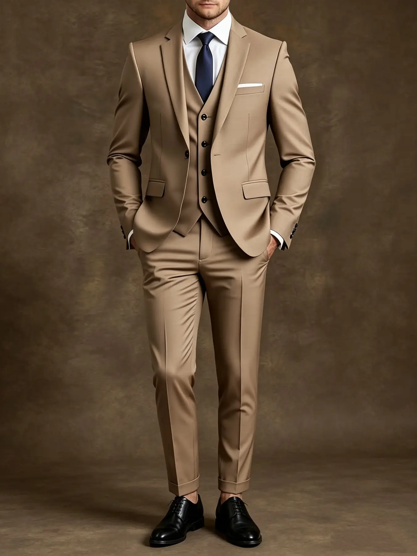 Men'S 3pcs Suit - Slim Fit Tuxedo Set Long Sleeve for Weddings & Formal Occasions, Perfect for Office Meetings and Events, Formal Attire, Formal Work Clothing, Durable Wedding Wear, Menswear