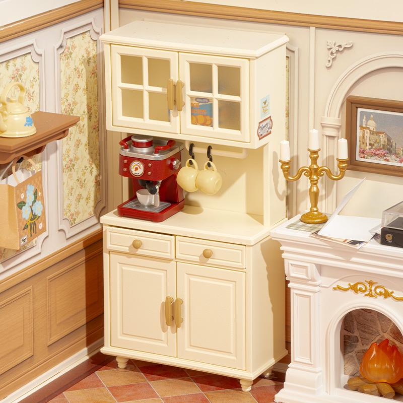 Rolife Warm Dining Room Plastic DIY Miniature House DW015B with LED Lights Plastic Craft Kit & Fun Decorative Ornament