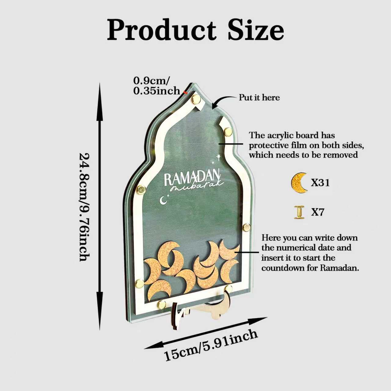 Ramadan Countdown Box, Independent Traditional Islamic Festive Eid Gift Set, Includes 31 Numbered Moons, Creative Ramadan Home Decor, Perfect Muslim Friend Gift