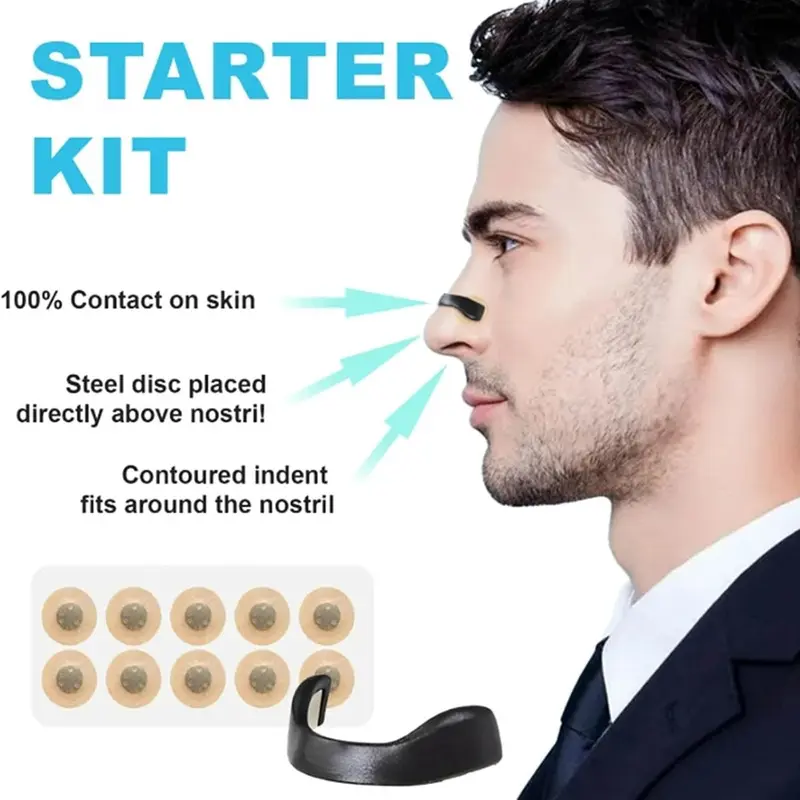 Intake Breathing — Magnetic Nasal Strips Starter Kit | Reusable Band + Tabs | Nasal Strips for Sleep, Snoring, Breathing & Sports | Stronger Lift Than Traditional Nose Strips | 4 Sizes, 30 Tabs