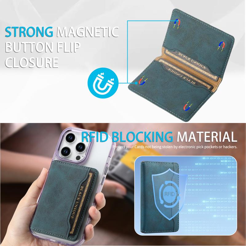 Denier Magnetic Slim Credit Card Wallet Blue PU Leather Detachable Case Wallet with Integrated Magnet Closure Slip On Design