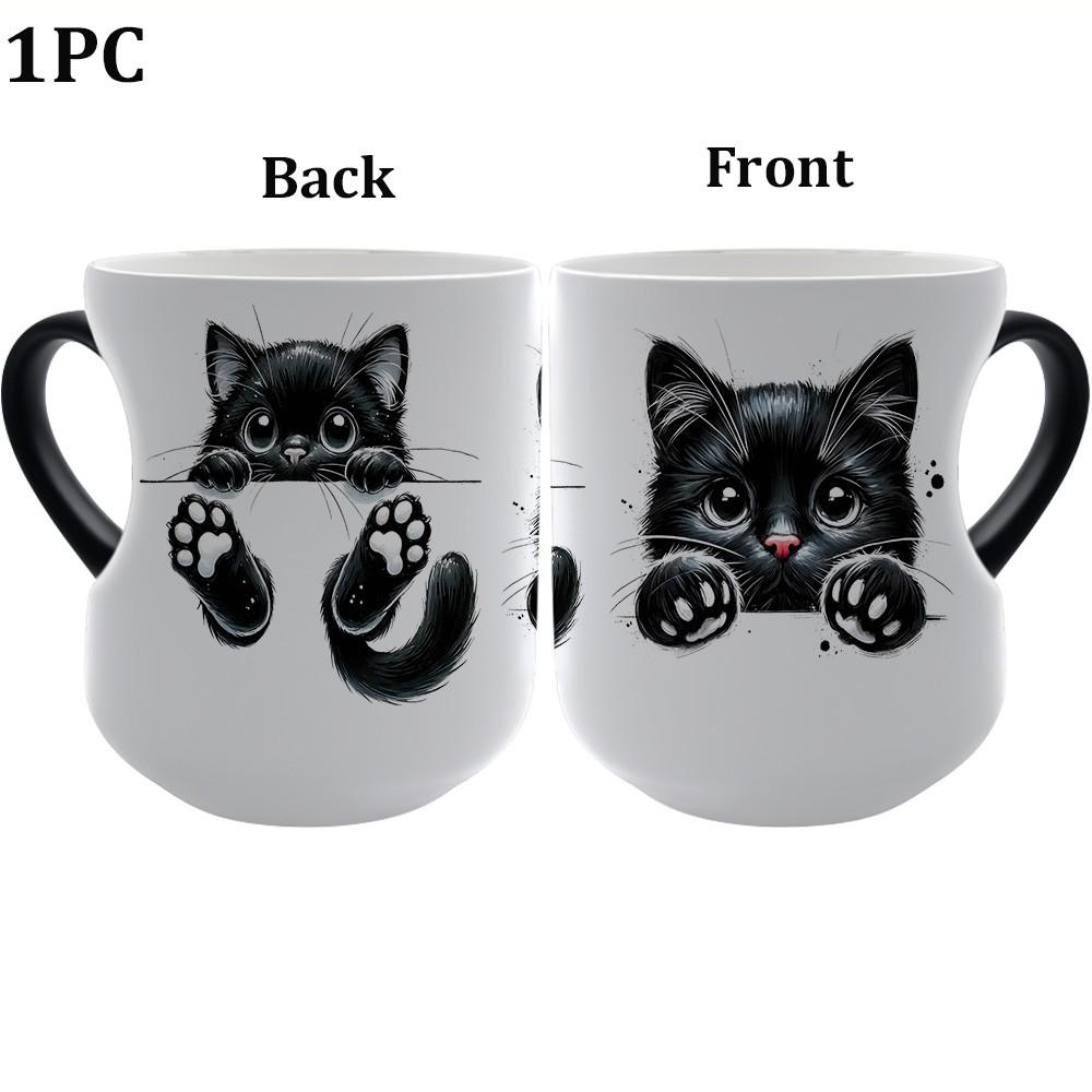 1pc Magic Color-Changing Mug - Thermosensitive Ceramic Cup Changes Color When Hot Drinks Are Added (-Activated), With Cute Black Cat Design, Double-sided print, Hand Wash Only, Reusable Gift for, Tea, Cocoa, Funny Coffee Mug, 11oz 325ml 1pc Magic Color-Changing Mug - Thermosensitive Ceramic Cup Changes Color When Hot Drinks Are Added (-Activated), With Cute Black Cat Design, Double-sided print, Hand Wash Only, Reusable Gift for, Tea, Cocoa, Funny Coffee Mug, 11oz 325ml