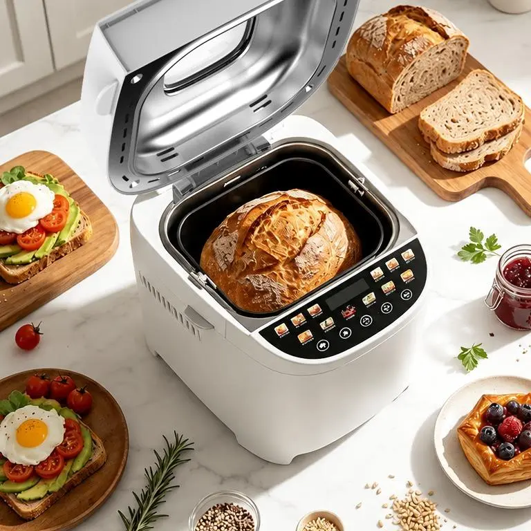 Smart Bread Maker Machine 2LB 12-in-1 , Kitchen Household Appliance with Gluten-Free Setting, Nonstick Pan, 2 Loaf Sizes, 13H Reserve Function, 1H Keep Warm Function (White)