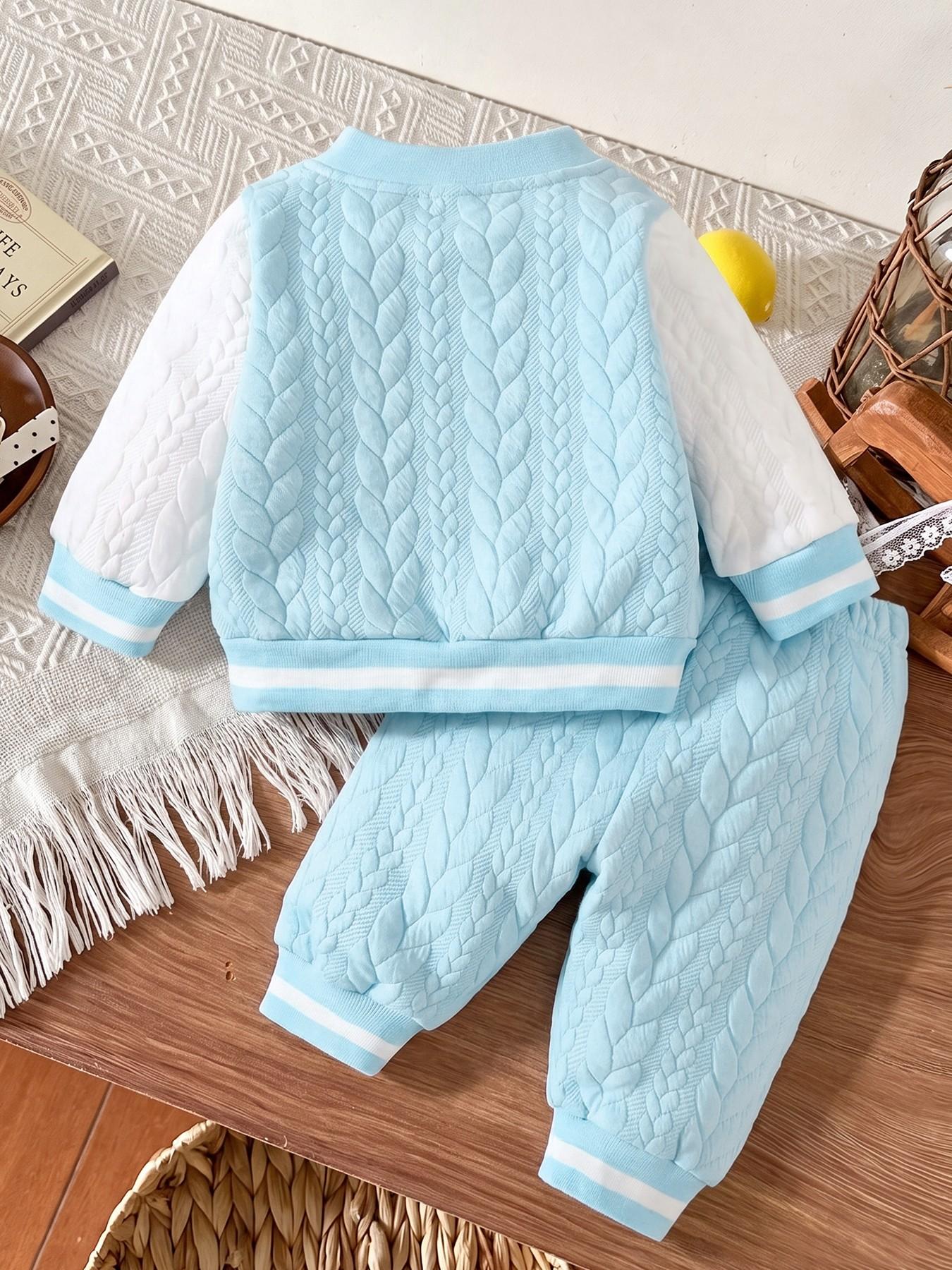 Baby Two-Piece Baseball Set, Cute Bear Embroidery, Soft Comfortable, Spring & Fall, Casual Loose-Fit, Home & Baby Clothing