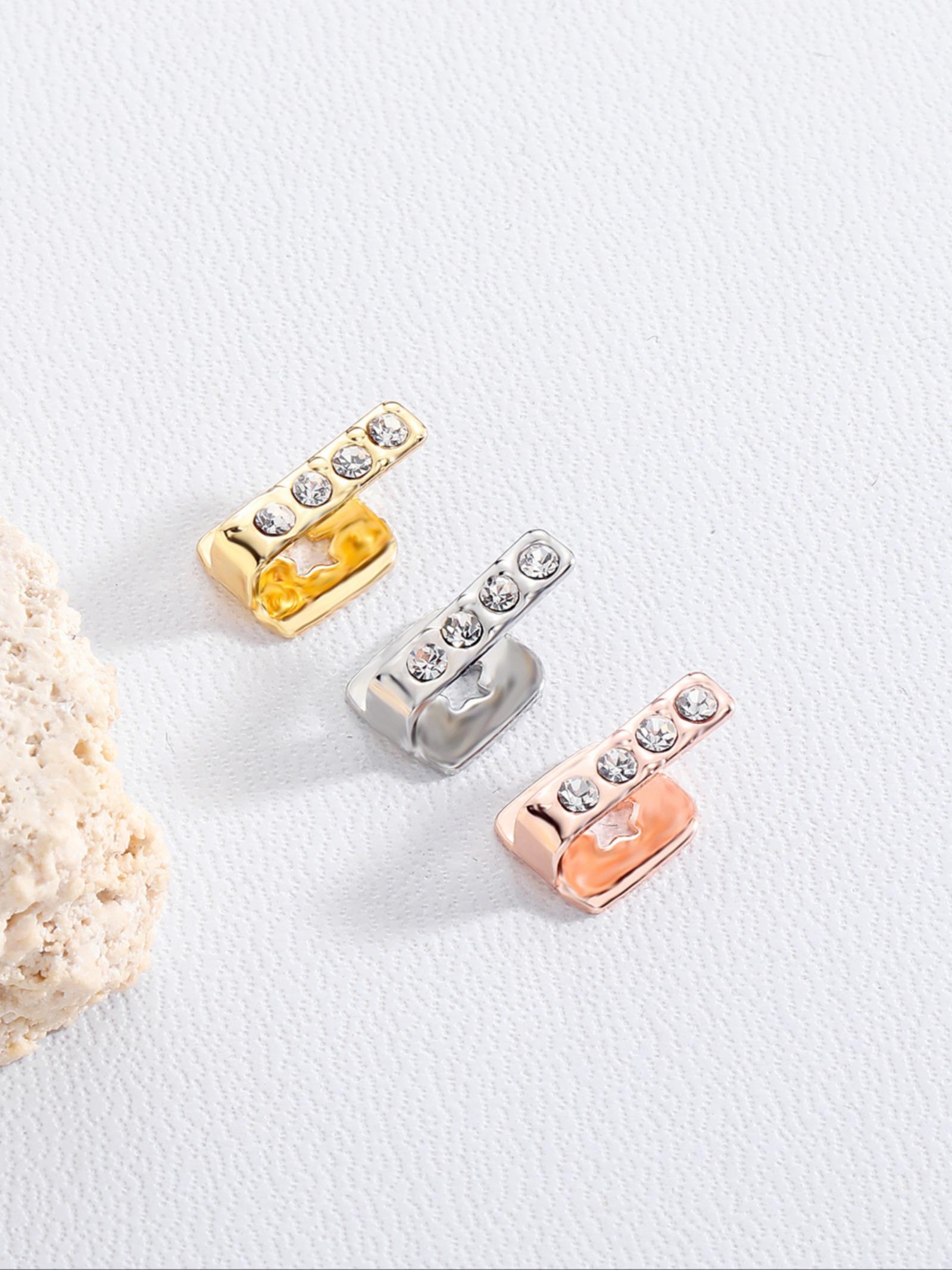 Single Tooth Bar Grillz, Daily Streetwear Sparkling Diamond Gold Teeth Hip Hop Versatile Cross-Border Accessory