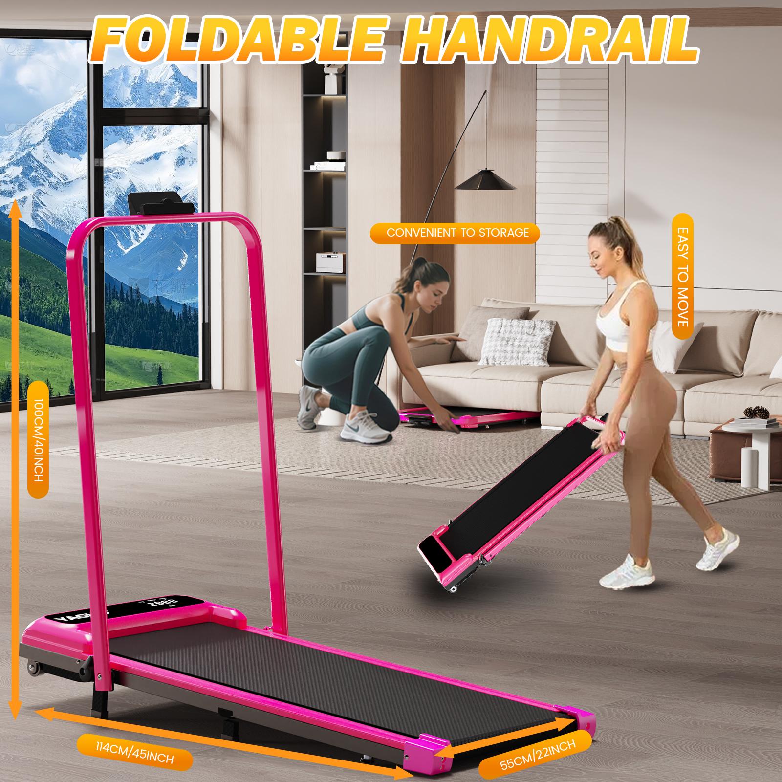 YAGUD Walking Pad Treadmill, Foldable Design with Spacious Belt, 265lbs Weight Capacity, Dual Shock Absorption, Low-Noise Motor, Easy-Move Wheels & Remote Control