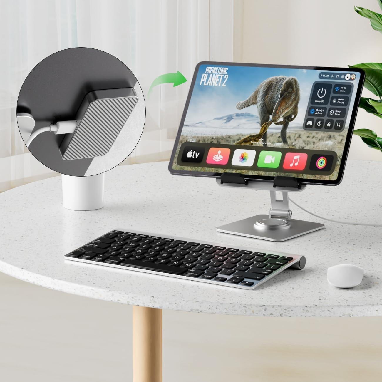 Magnetic Wireless Charger for iPad Pro (1/2/3/4/th)&ipad Air 10.9inch (4/5th ) &ipad Air 11inch (M2/M3) ONLY, Portable Fast Charger, 18W Fast Charging Smart Connector Charger, Aluminum Alloy Wireless Charging Pad with USB-C Cord Cable
