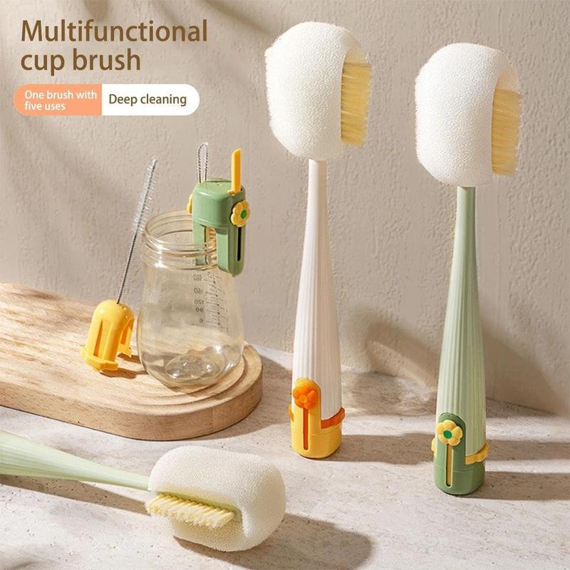 New 5-in-1 Cup Washing Household Multi-Function Cup Brush for Water, Insulation, and Bottle Cleaning – Sponge Brush.
