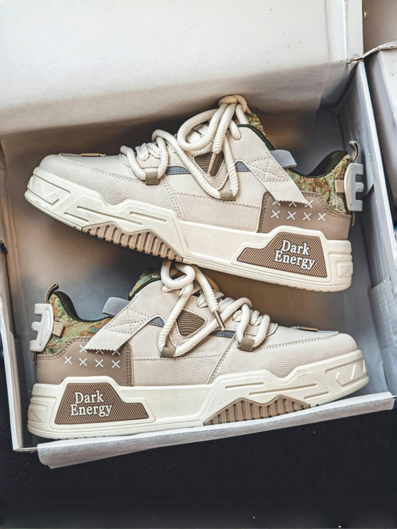 Men's Fashionable Lace Up Skateboarding Shoes, Casual Comfortable Breathable Sports Running Shoes, Male All-match Round Toe Shoes for Daily Wear, Outdoor Sneakers