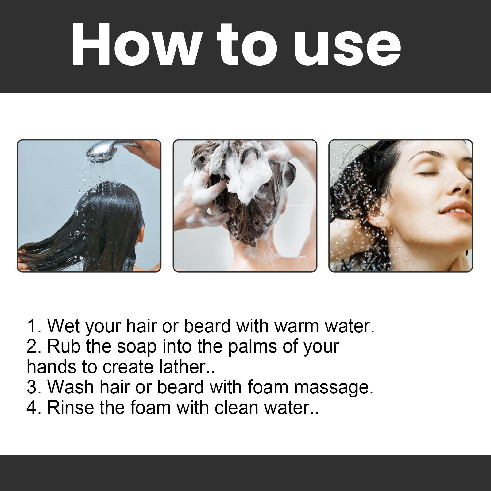 Gray Hair Reverse Shampoo Bar, OUHOE Black Hair Soap for Men & Women, Gradual Darkening Bar for Hair & Beard with Ginseng Charcoal Shea Butter Glycerin, Deep Clean Nourish Scalp, Travel-Friendly 55g,back to school