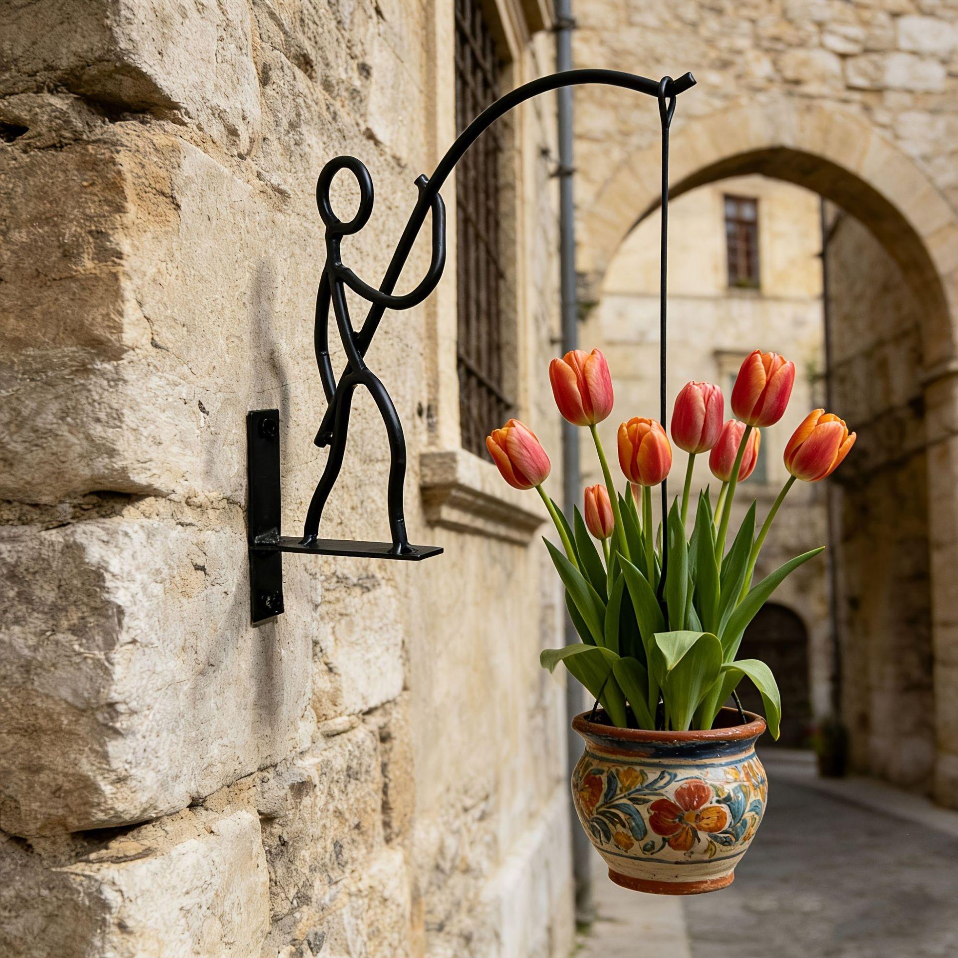 Outdoor Wall Flower Pot Hook, Balcony Plant Hanging Rack, Fishing Hanger, Wall Mount Hook for Outdoor Use, Durable and Stylish Design