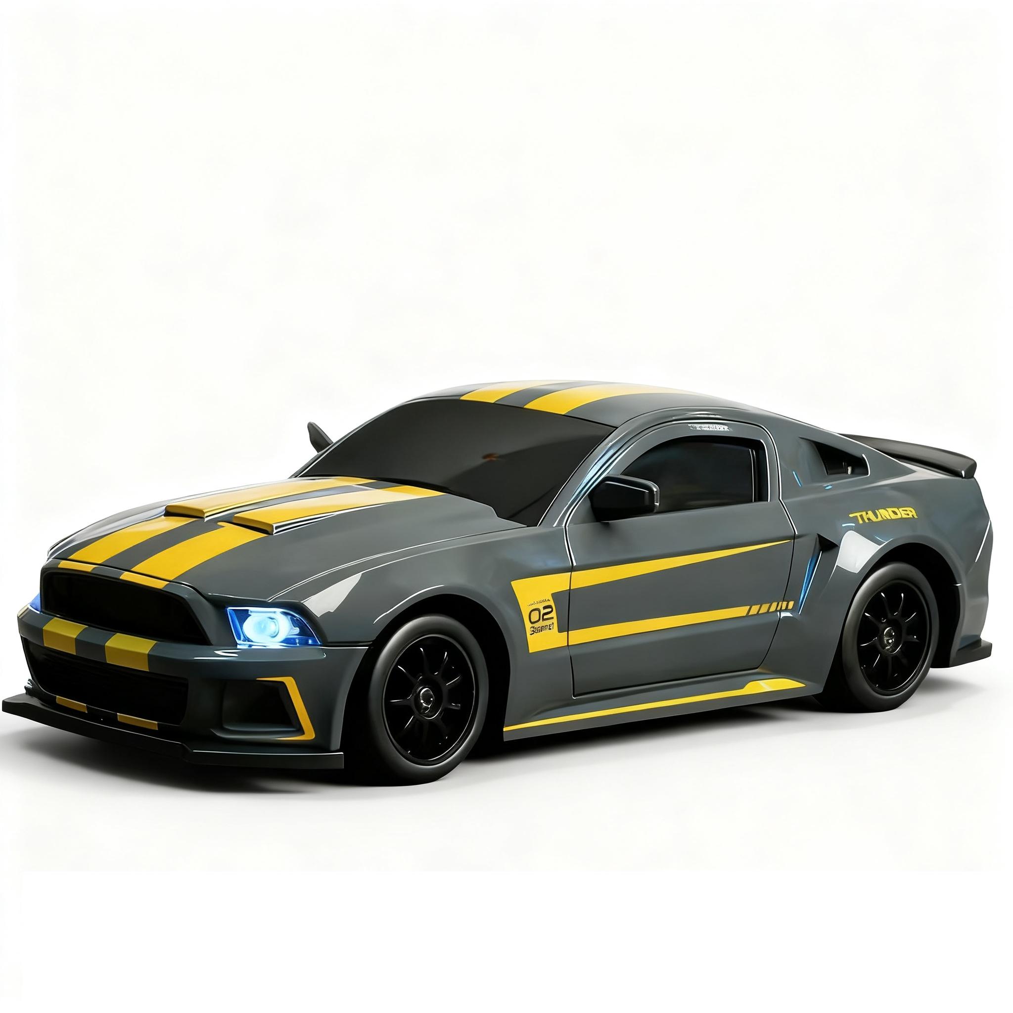 1:24 Remote Control Drift Car with 2.4GHz 4WD, Amazing Lights and Tires, Includes Road Obstacle Tools, Perfect Birthday Gift, Remote Controlled Car