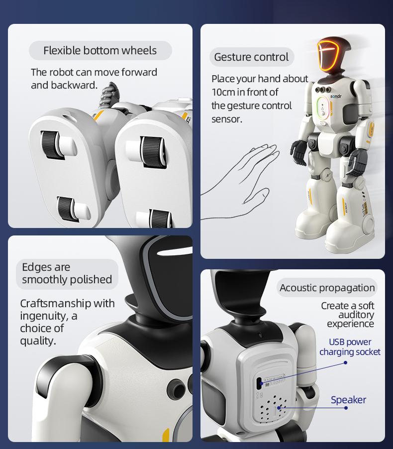 Bionic Joint Smart Robot, Realistic Robot, Intelligent Programming Language Recording Gesture Control, Multifunction Walks Slides Sings Dances Emotion Toy Ai Gift