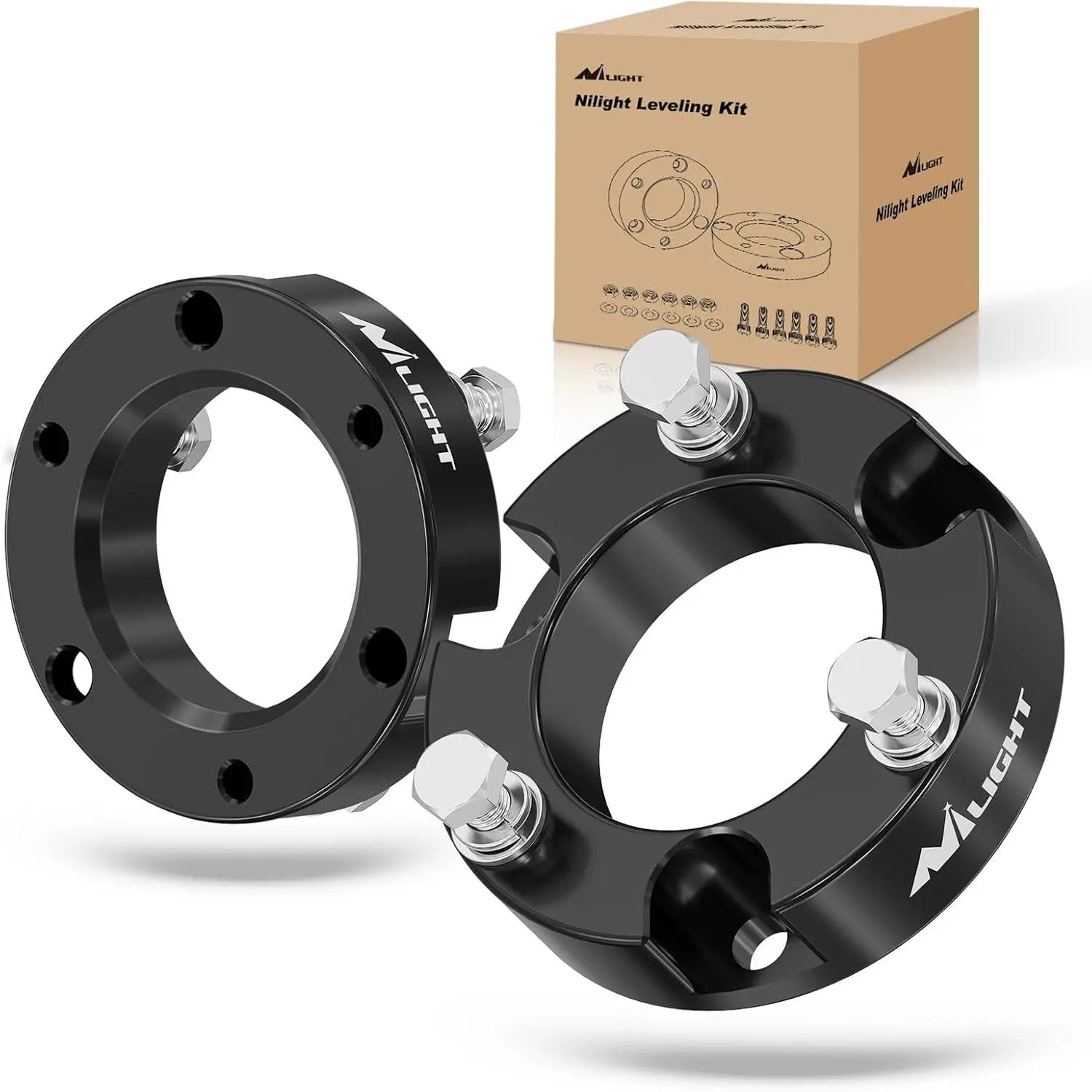 Nilight 2'' Rustproof Anodized Black Aluminum Alloy Front Suspension Leveling Lift Kits for Trucks - Fits 2003+ 4Runner, 2005-2023 Tacoma, 2007-2015 FJ Cruiser, 2WD/4WD