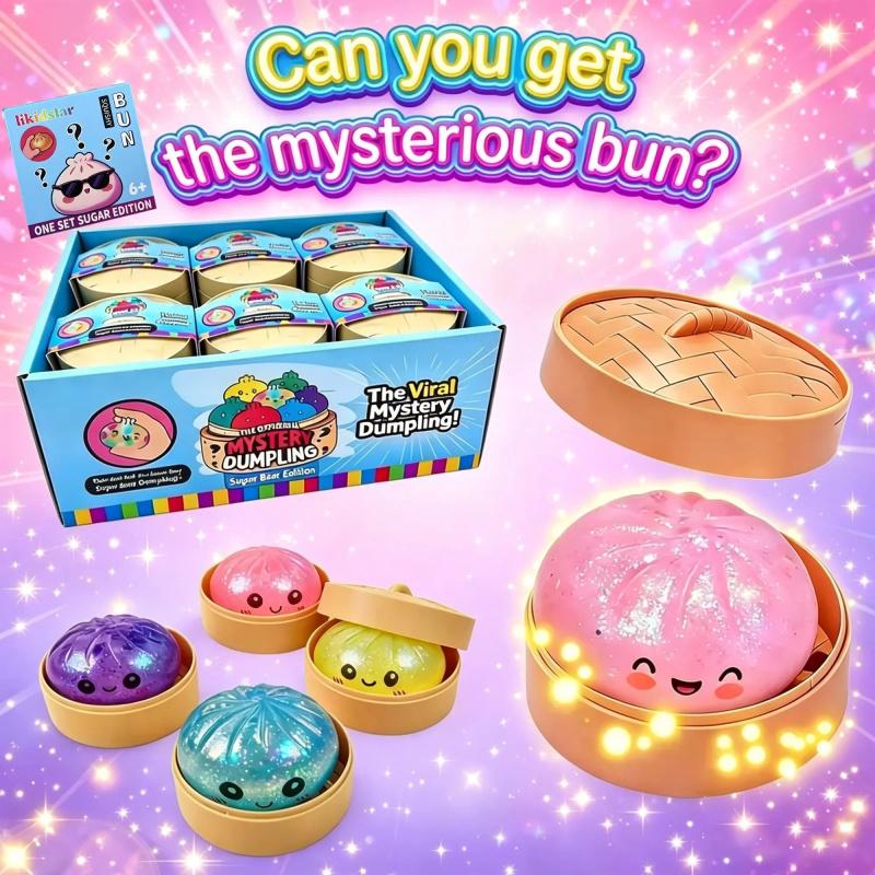 2/6/12 Pack Portable Glossy Baozi Steamed Dumpling Fidgets Blind Box Set, Slow-Rising Squishy Fidget Toy for Anxiety Relief, Collectible Desk Ornament, Holiday Gift