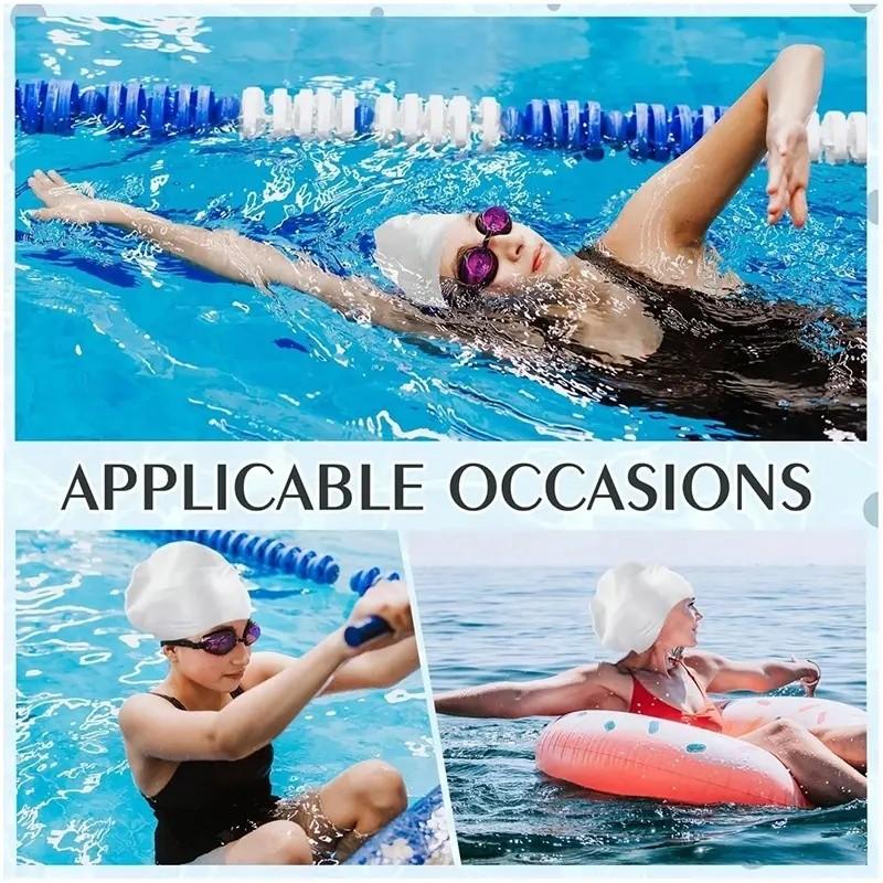Extra Large Braided Hair Silicone Swim Cap, Waterproof, Keeps Hair Dry, Suitable for Adults and Teens, Easy to Wear, Swimming Hat