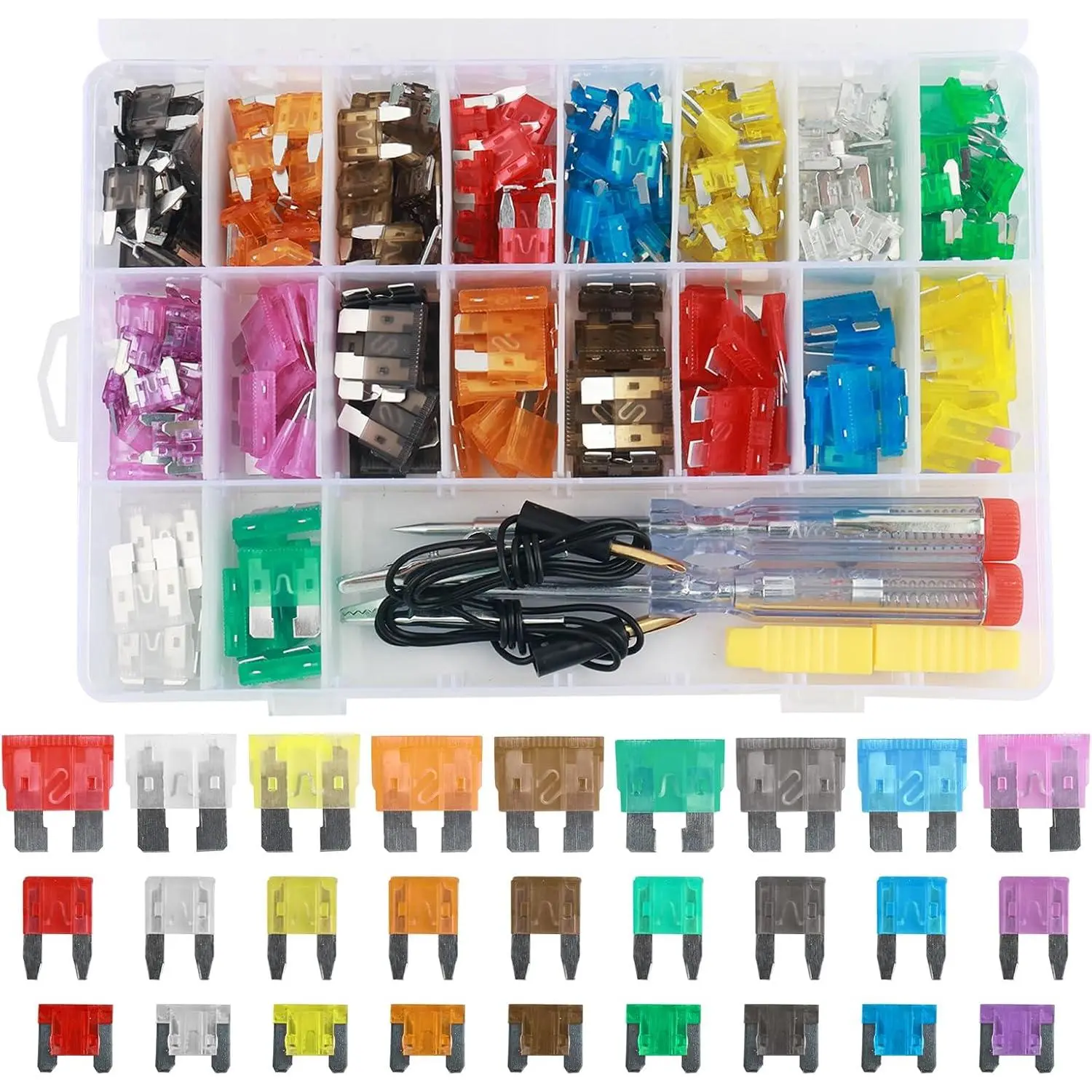 306PCS Car Fuses Assortment Kit,Fuses Automotive Kit Indudes Mini & Low Mini & Standard Fuse for (35A,30A,25A,20A,15A,10A,7.5A,5A,2A),Fusibles with Circuit Tester