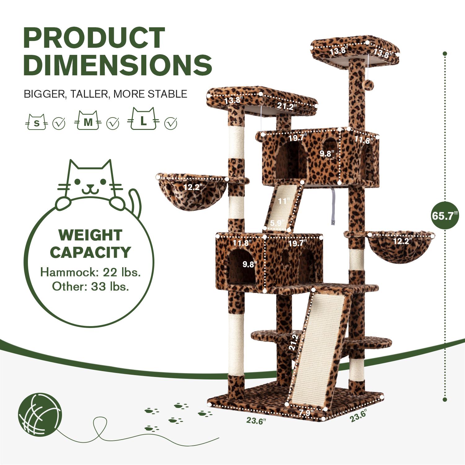 MUTICOR 65in Multi-Level Cat Tree Tower for Indoor Big Cats with Cozy Plush Perches,Cat Condo,Sisal Scratching Posts & Hammock and Baskets#TikTokShopBlackFriday #ChristmasGifts
