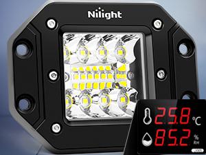 Nilight 4PCS 42W Flush Mount LED Pods Spot Flood Combo Beam Driving Light Backup Light Reverse Light Grill Mount Light with 16AWG LED POD Lights Wiring Harness Kit -4 Leads Triple Row dealsforyoudays Under Dash Lighting Underglow Car