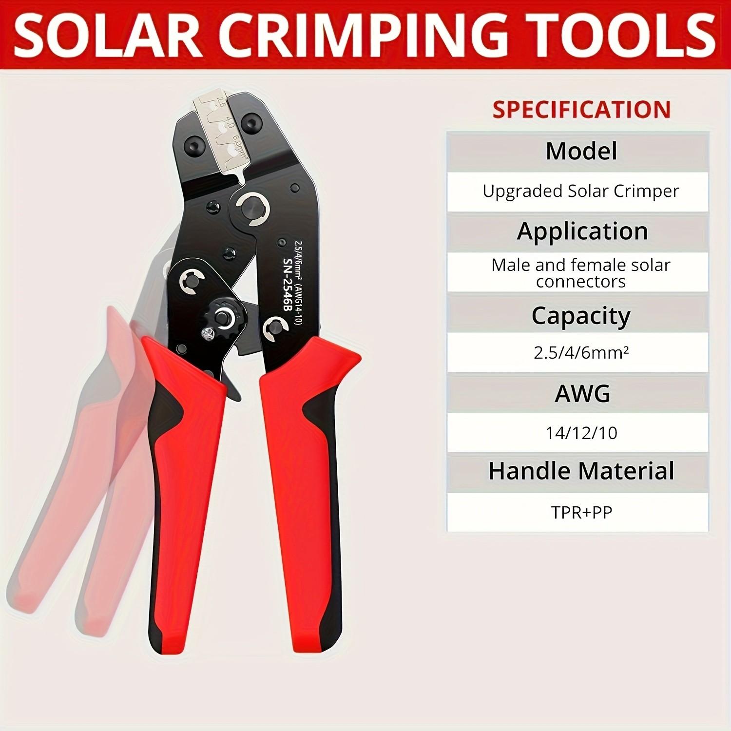 Upgraded Solar Crimper Sn-2546b for Mc4, 2.5-6mm², Tpr+PP Handle, Hand Tools, Durable Design, Ideal for Outdoor Use