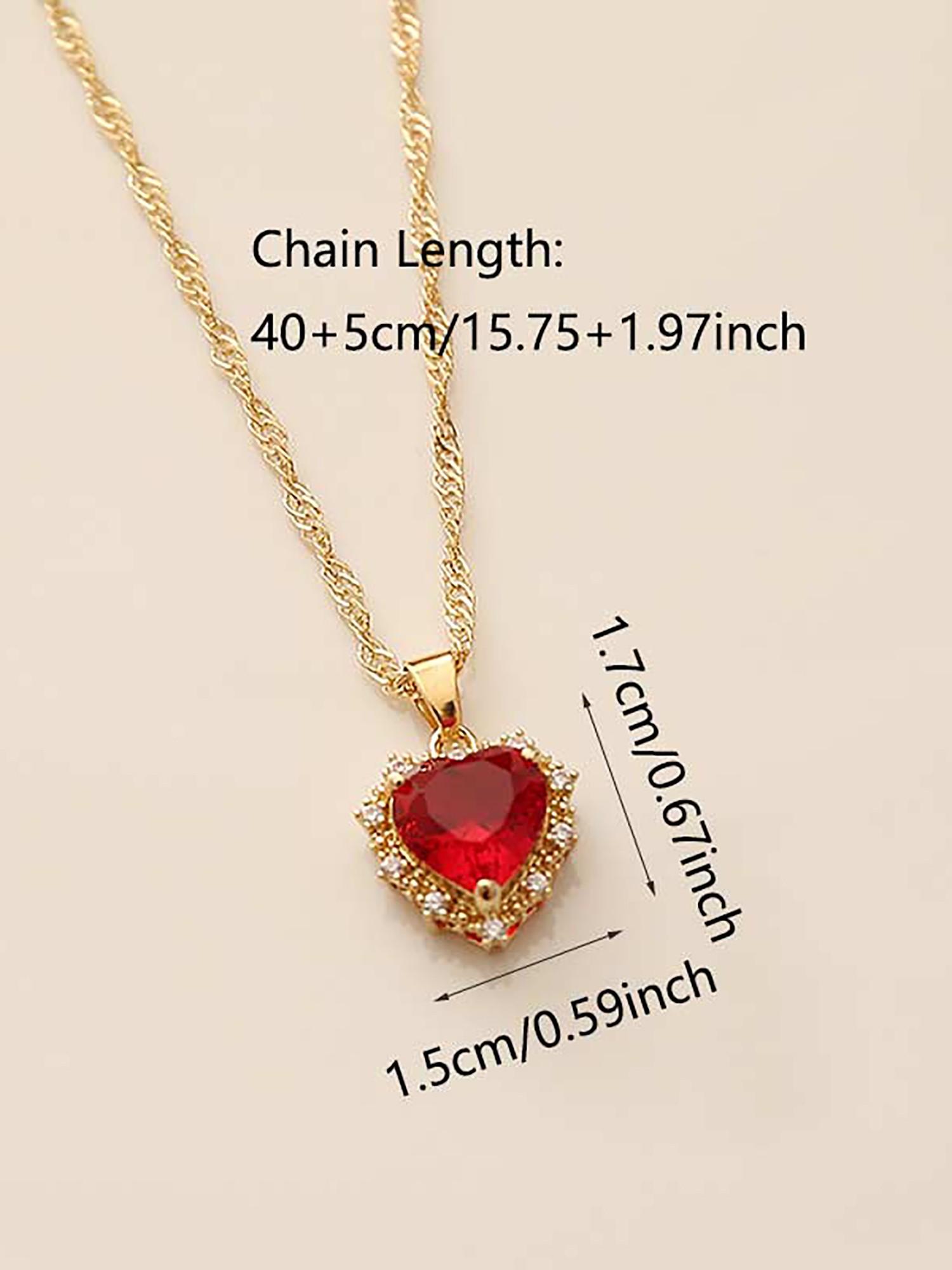 Zircon Heart Pendant Necklace, Copper Cubic Zirconia Jewelry, Handmade Gift, Boho Style, All Seasons, Zinc Alloy Chain, Plain Pattern