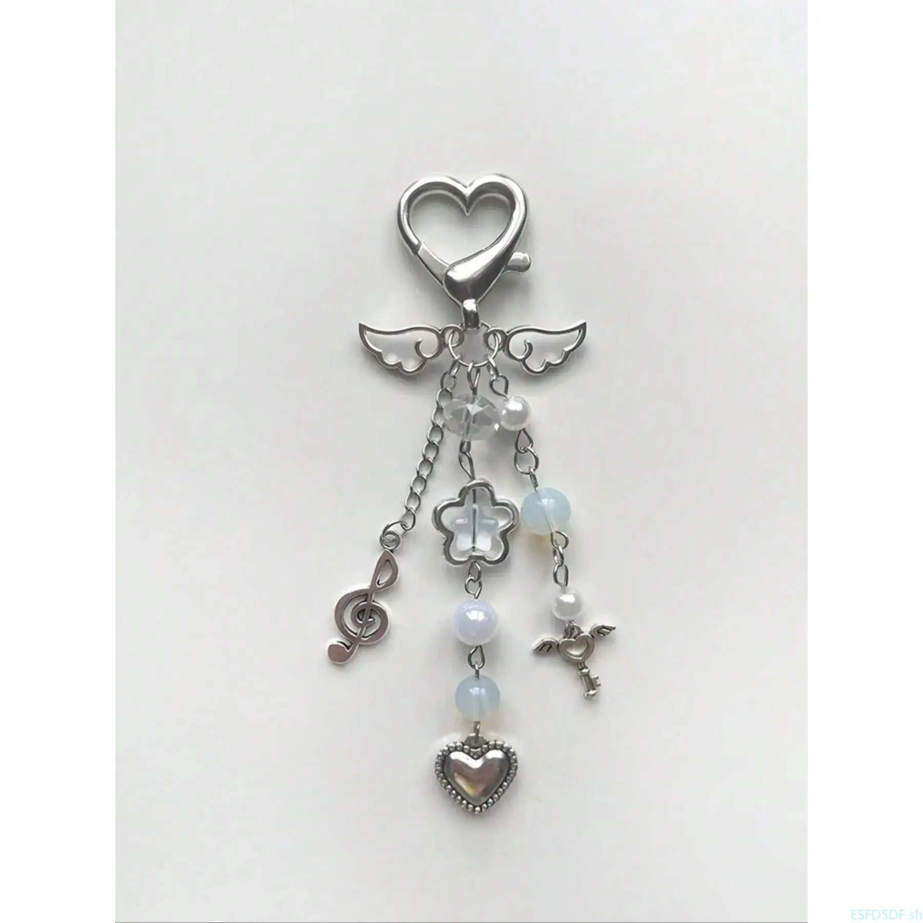 Women’s Fashion Angel Wing Keychain Set - Heart Tassel Decor Charm Jewelry, Wing Motif Daily Wear Bag Accessory for Luggage DIY, Birthday Gifting smartwatch, One Size