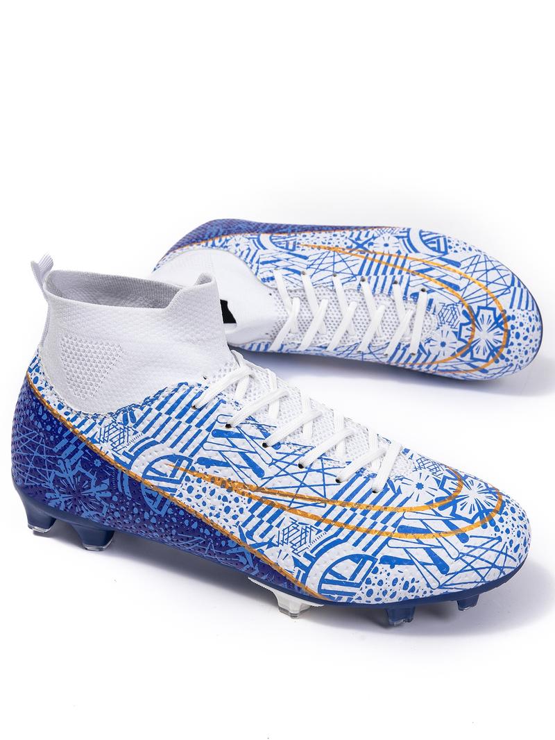 Men's All Over Print Sports Football Shoes, Lace Up Soccer Shoes, Football Cleats, Outdoor Sports Shoes for Men, Professional Training Shoes, Football Field Boots Men's All Over Print Sports Football Shoes, Lace Up Soccer Shoes, Football Cleats, Outdoor Sports Shoes for Men, Professional Training Shoes, Football Field Boots