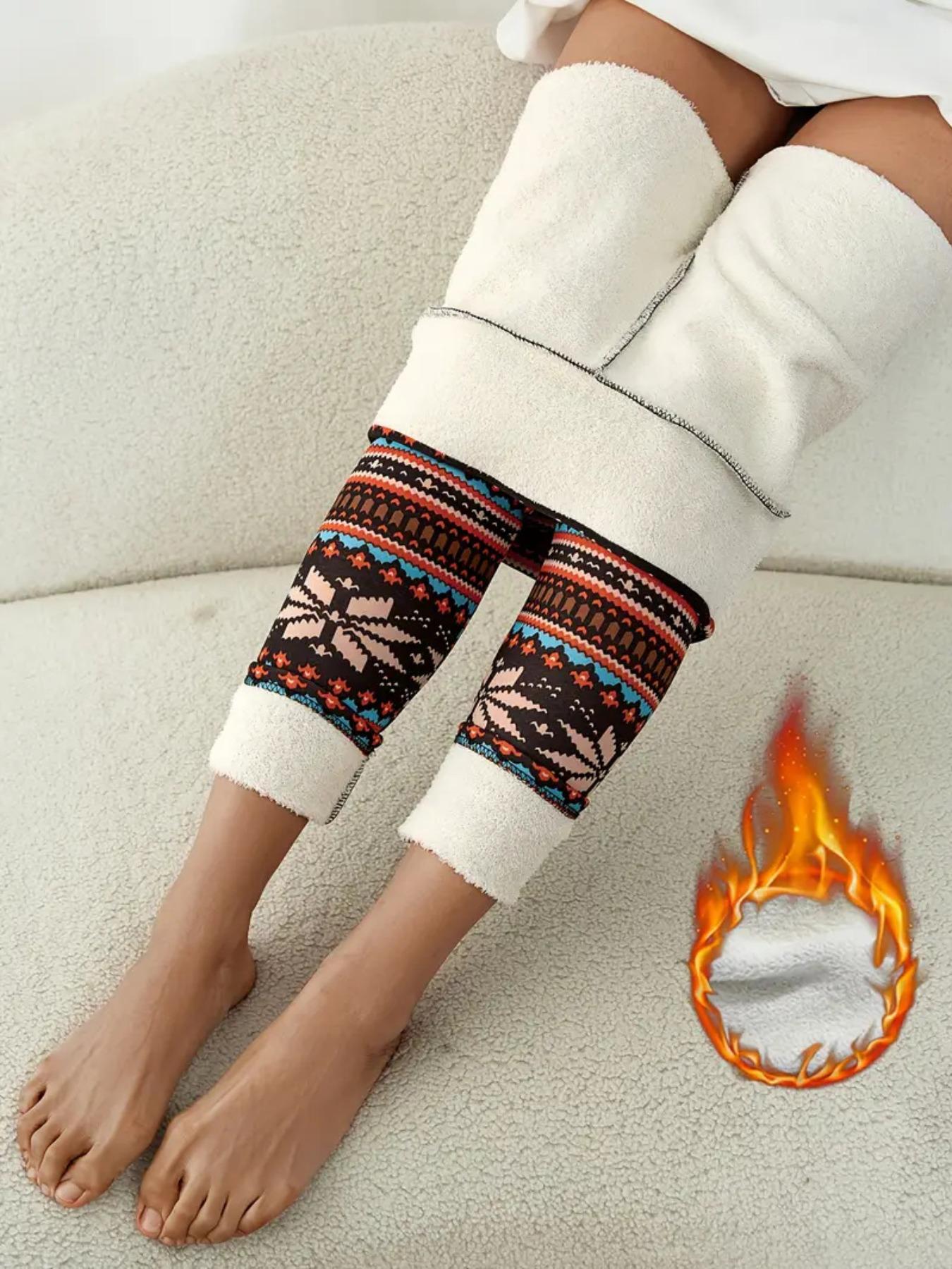 Women's Winter High Waist Plaid Fleece Lined Pants, Elastic Warm Lamb Velvet Nine-Point Leggings, Casual Fashion S-Xxl