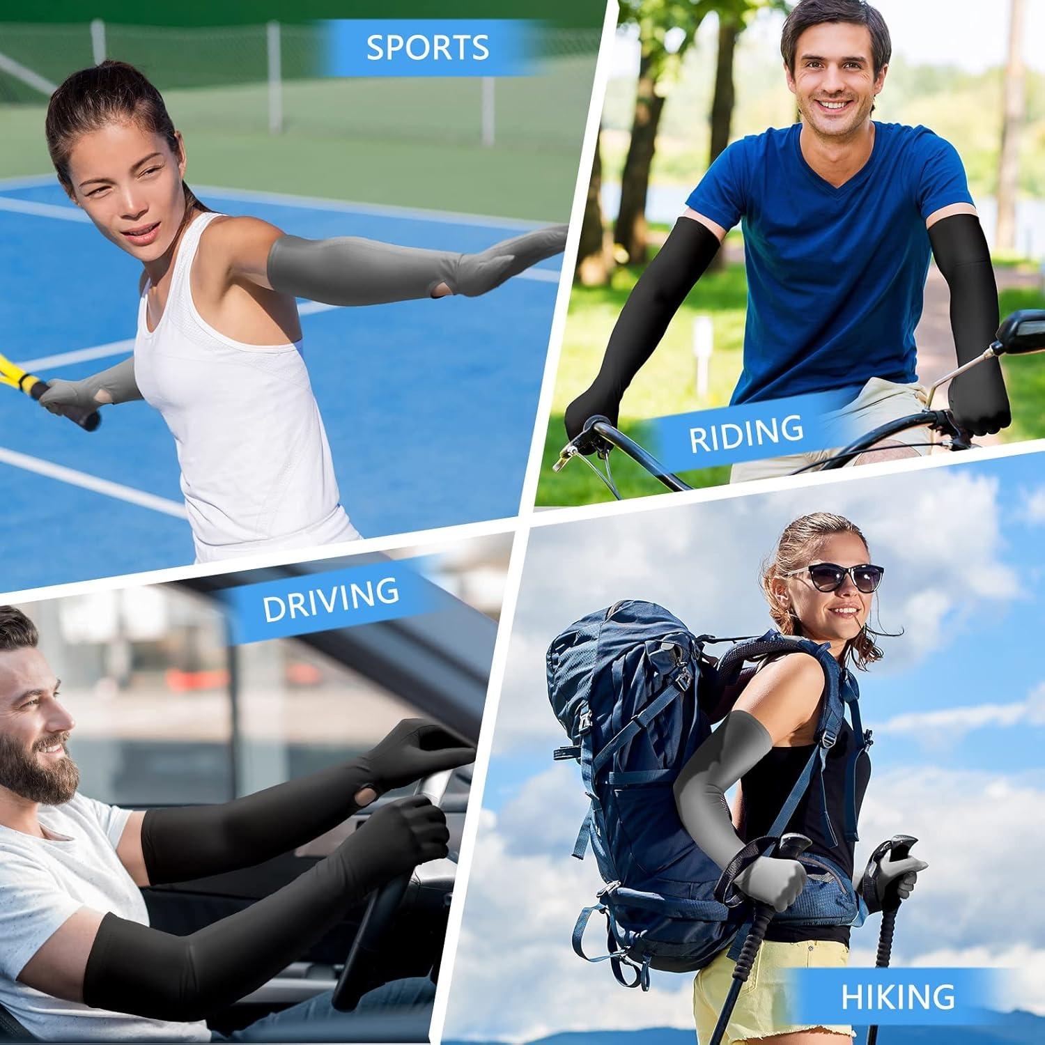 2 Pairs Long Arm Gloves for Men & Women, Touch Screen Compatible, Sunshade Driving Gloves, Motorcycle Riding Gloves, Motorbike Gloves, Breathable & Lightweight, Anti-Slip Grip, Ideal for Outdoor Sports, Cycling, Hiking, Fishing and Daily