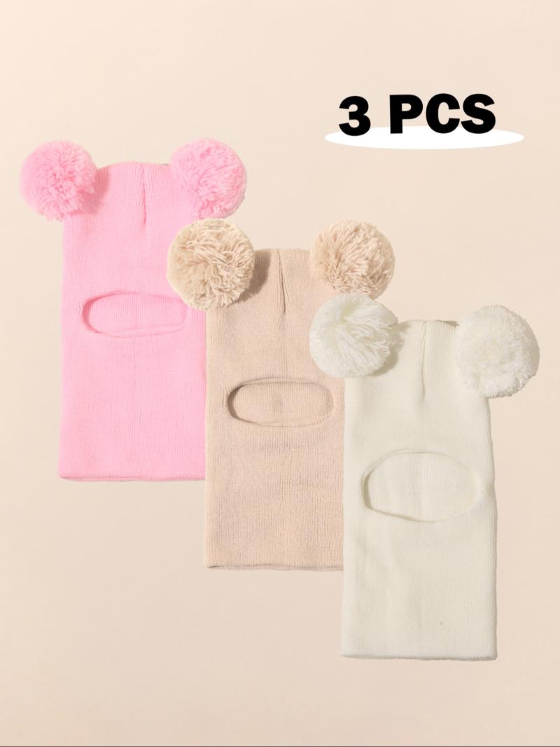 Pom Pom Knit Hat for Babies 1-3 Years Old, Warm Winter Beanie for Outdoor Use, Casual Style Daily Cap, Moderate Fabric Thickness, Winter Skull Cap