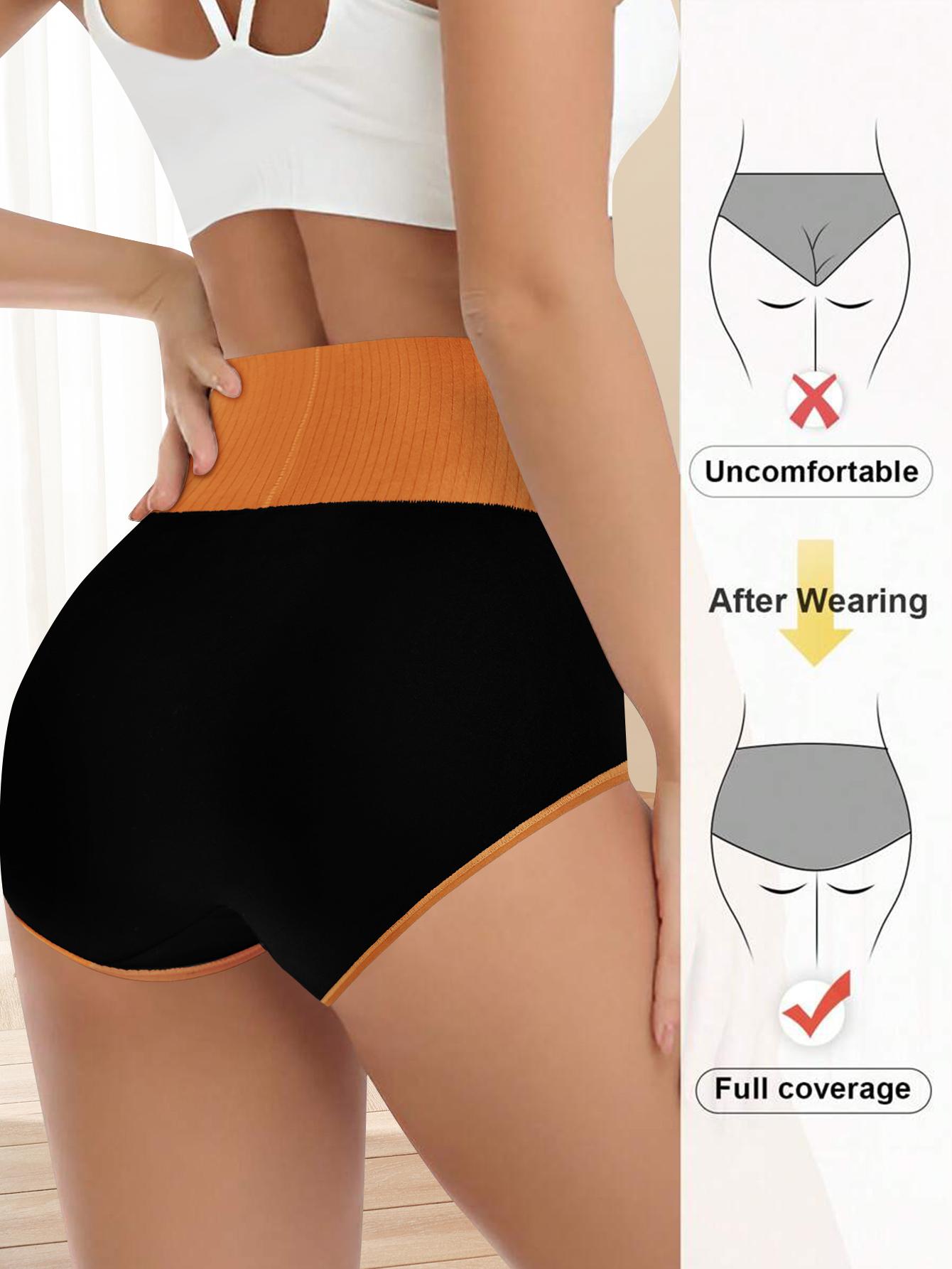 QUASTI 5 Packs High-Wais Tummy Control Briefs for Women,Soft Comfy Breathable Panties for Daily Wear,Contrast Colors High Elasticity Briefs Set,Mixed Colors Coverage Body Shaping Briefs for Womenswear, S-XXL SpringStatements