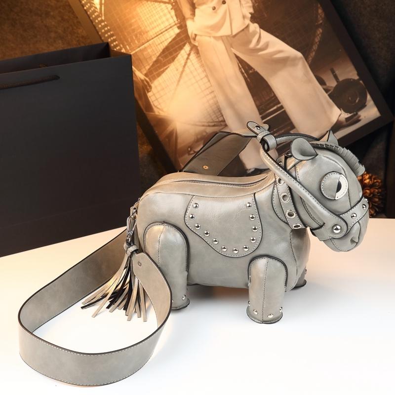 Unique Design Small Horse Bag for Women, Personalized Studs Fringe Animal Purse, Vintage Punk Style Handbag Shoulder Bag