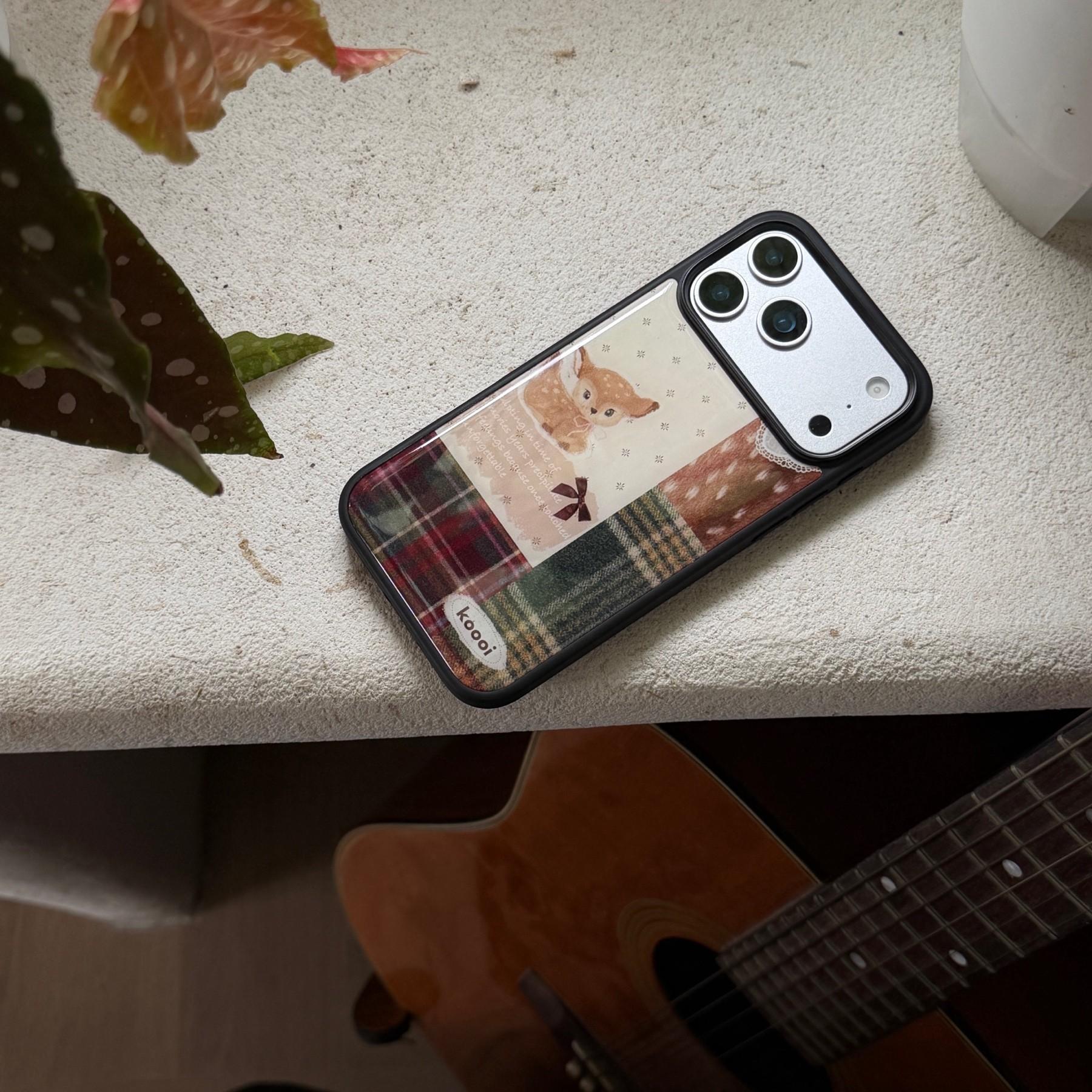 Creative Deer Patchwork Case for Apple iPhone 17 Pro Max, Fashionable Phone Cover, Border Grid Design, Stylish Mobile Protection