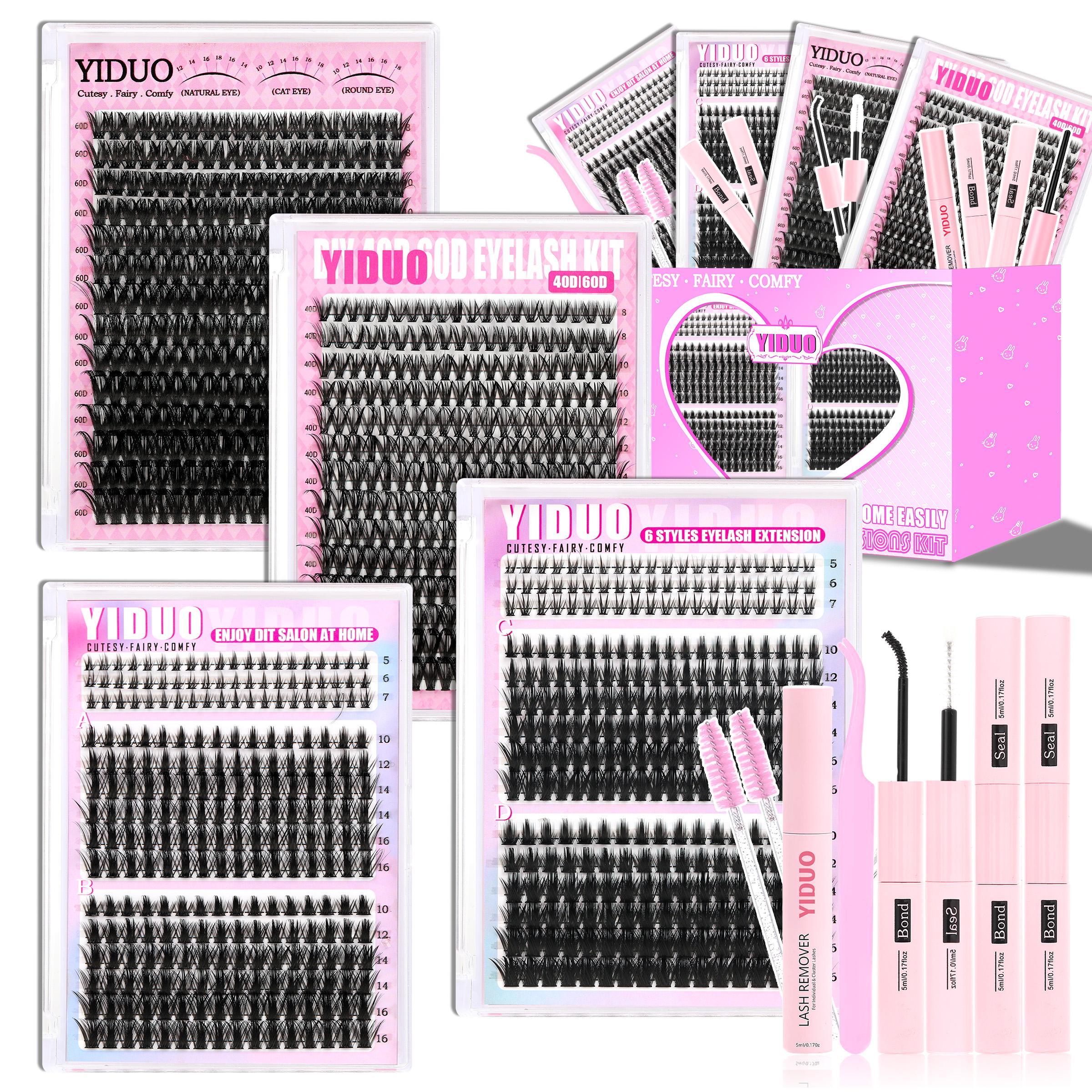 1488pcs Lash Cluster Kit, Individual Eyelash Kit, Home DIY Makeup Eyelash Extensions Set with 10 Styles (50D/60D/80D/100D/Bottom/Spike/Manga/Volume 5–20mm), D-Curl Cluster Eyelash Extension Kit with Lash Bond & Seal, Remover, Tweezers & Brush 1488pcs Lash Cluster Kit, Individual Eyelash Kit, Home DIY Makeup Eyelash Extensions Set with 10 Styles (50D/60D/80D/100D/Bottom/Spike/Manga/Volume 5–20mm), D-Curl Cluster Eyelash Extension Kit with Lash Bond & Seal, Remover, Tweezers & Brush