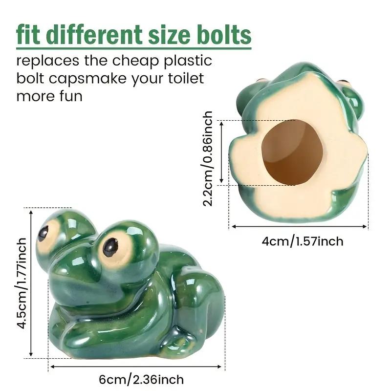 Ceramic Toilet Bolt Covers, Cute Funny Frog Design, Easy Installation, Bathroom Decoration, Set of 2, Ideal for Home Decor, Bathroom Decoration Accessories, Bathroom Accessory