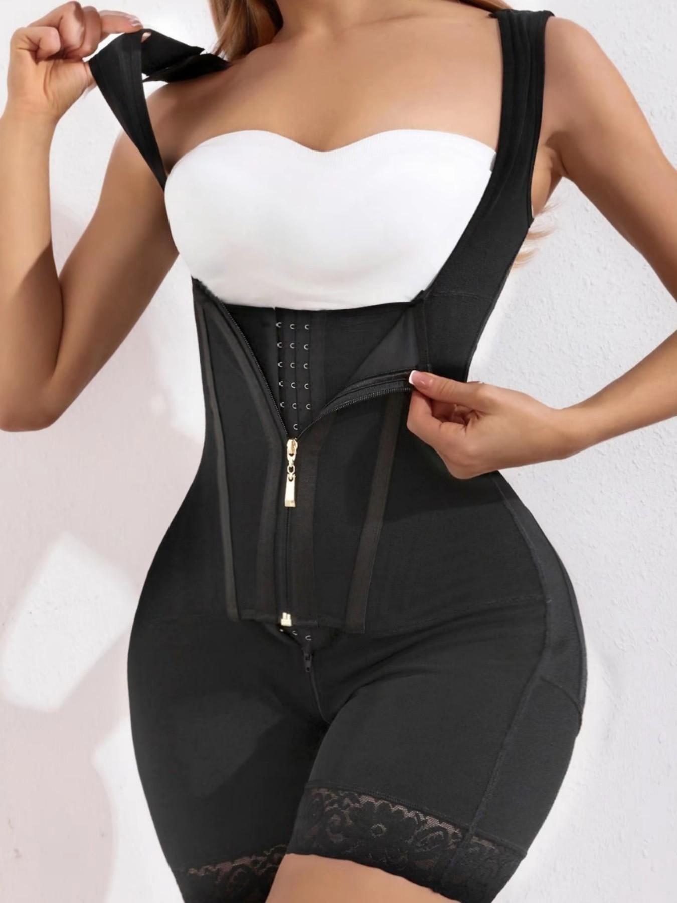 1 Count Women's Open Bust Butt Lifting And Tummy Control Shapewear Bodysuit, High Compression Shapewear, Fajas, Colombian Shapewear, With Zipper & Hooks Jumpsuit, Waist Trainer, Underwear, Perfect For All Seasons Daily Wear
